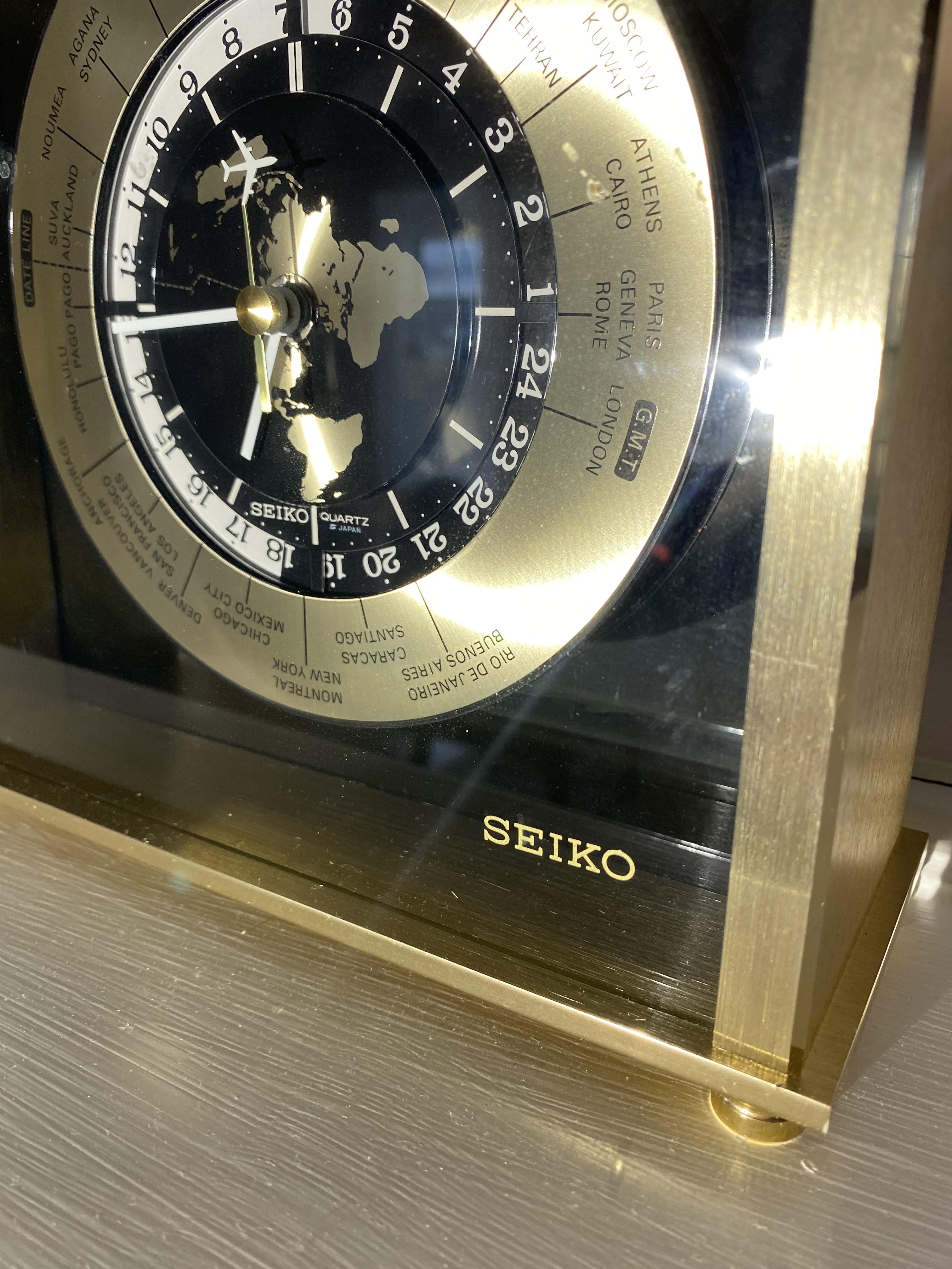 Vintage Mid-Century Seiko World Time Clock