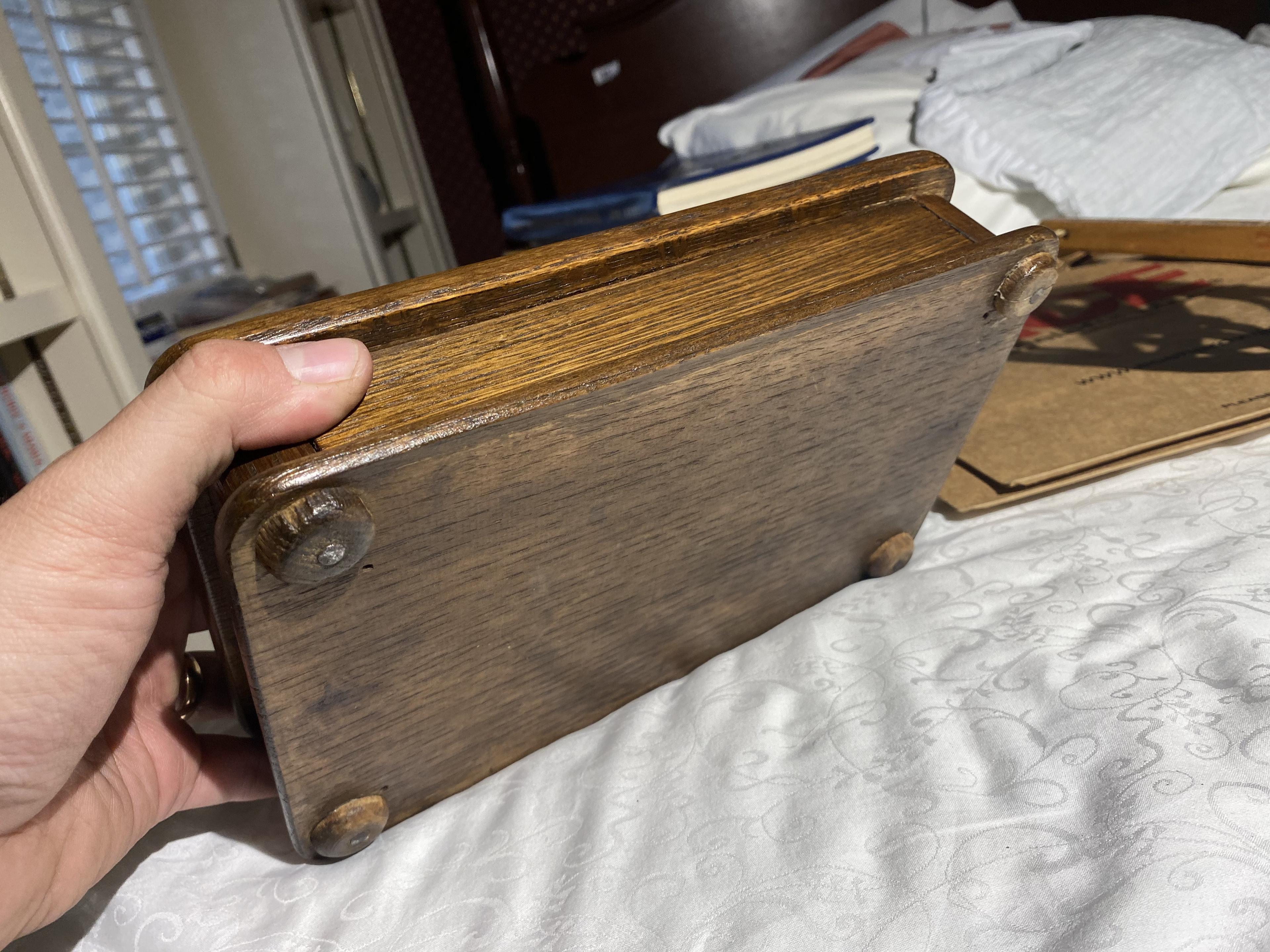 Antique oak inkwell with drawer PLUS