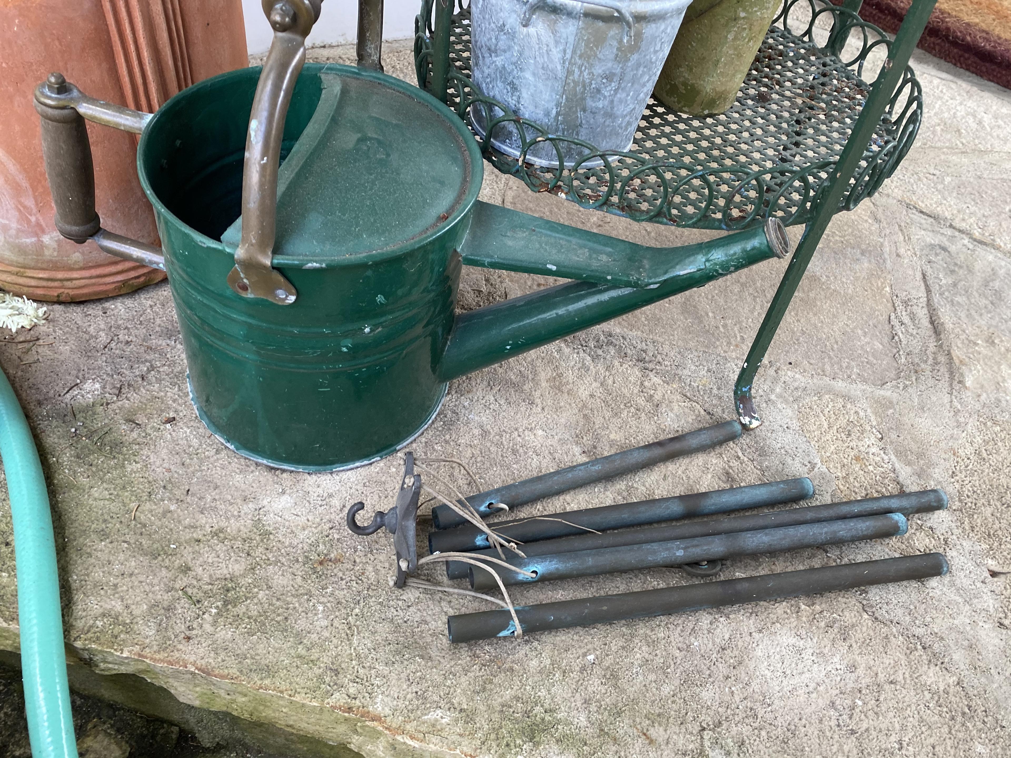 Antique Watering Can, Garden Stand, Lantern and more lot