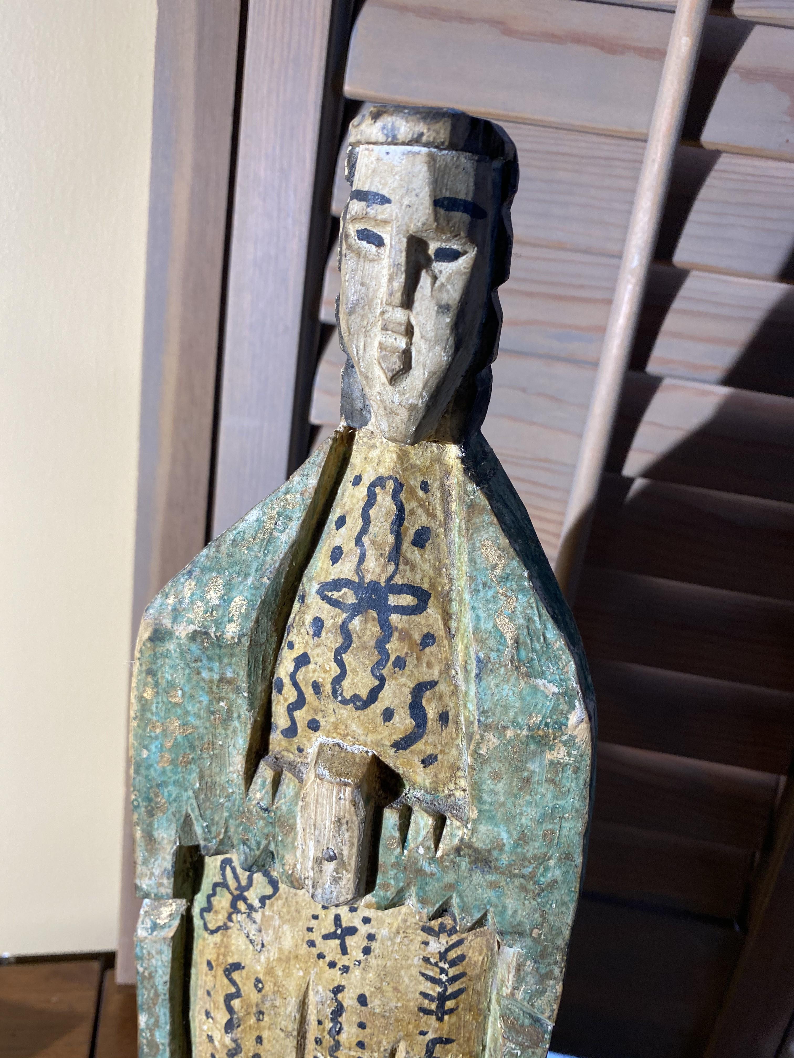 Vintage Wooden Carved Santo Figure