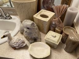 Large lot of decorative items in bathroom