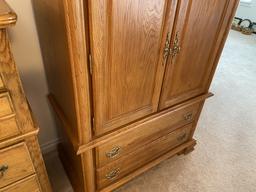 Vintage Carved Oak Armoire or Bureau