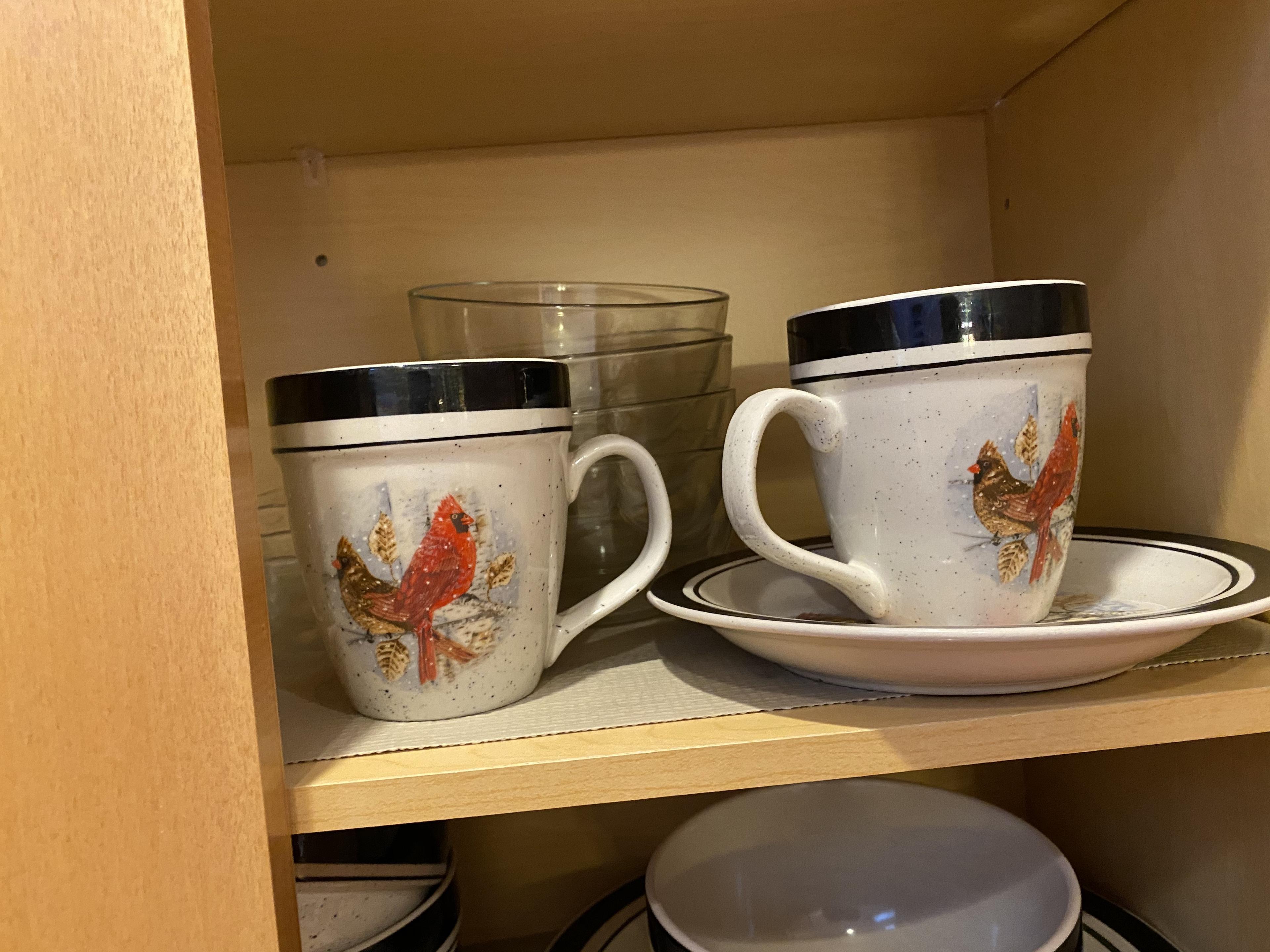 Set of Cardinal bird dinnerware