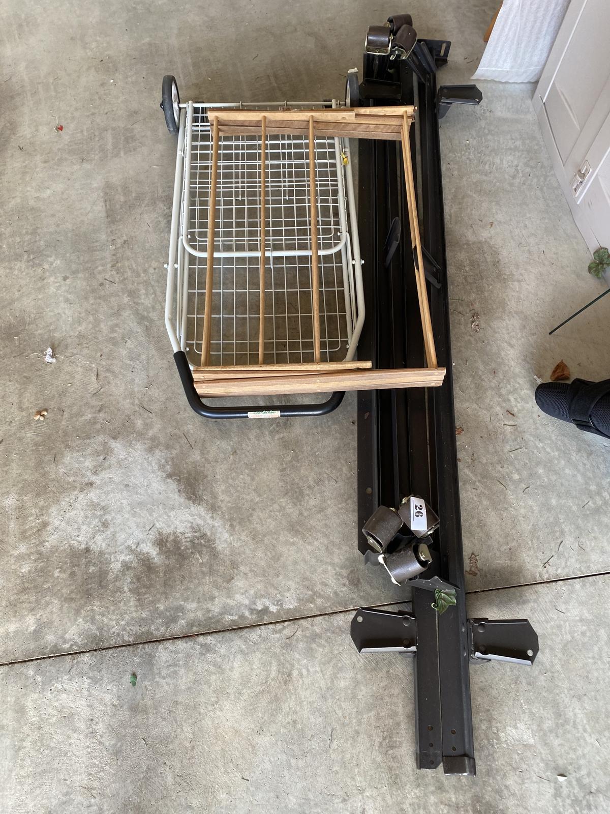 Bed frame, drying rack, wheeled cargo basket