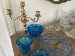 Assortment of vintage glass including blue