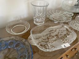 Assortment of vintage glass including blue