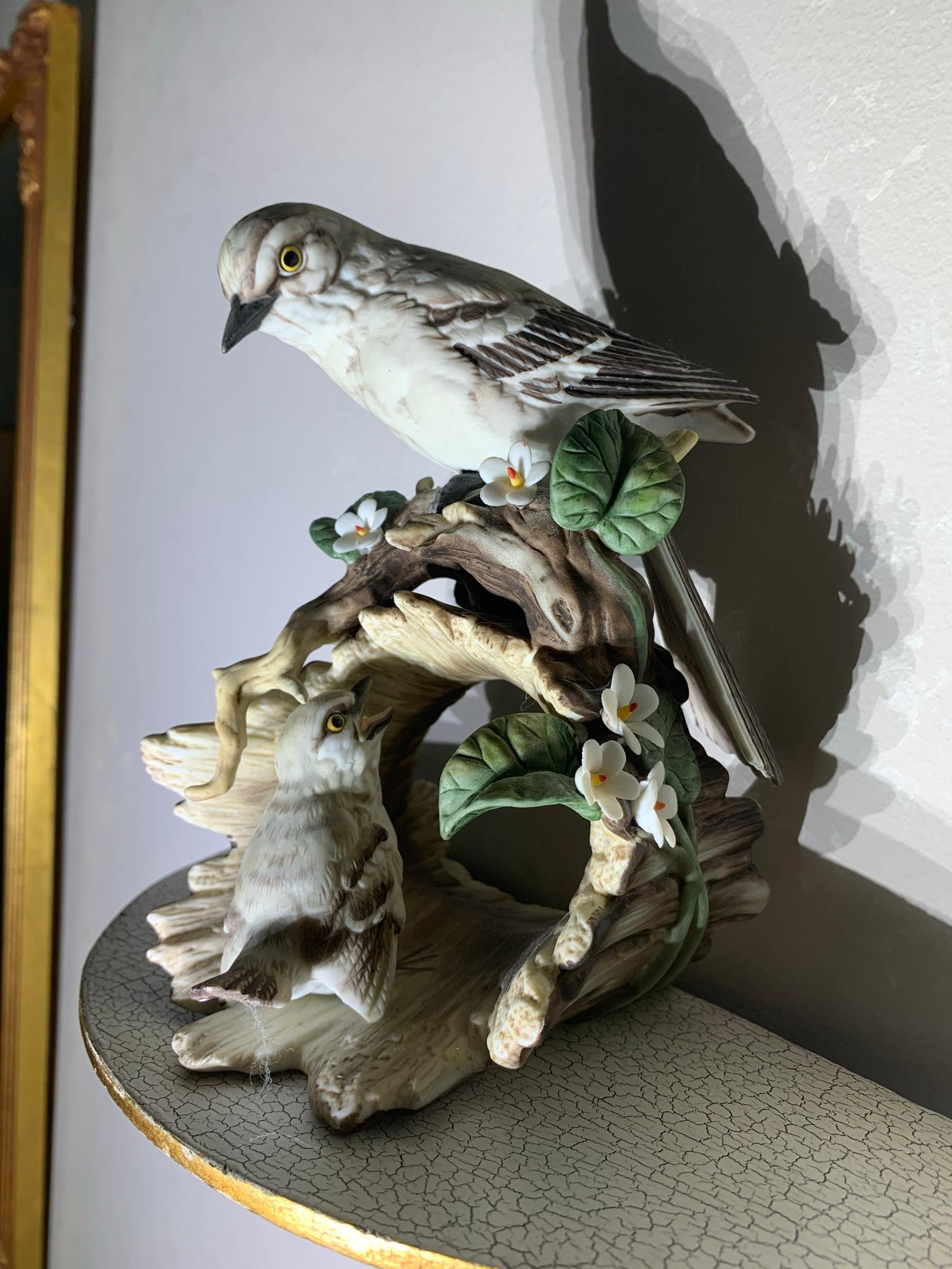 Homco Masterpiece Porcelain Bird, Small Shelf,  Mirror & 2 Bird Prints