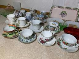 Assortment of Tea Cups & Glassware - Jahre Bareuther, Lefton China, Royal Winchester & More