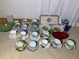 Assortment of Tea Cups & Glassware - Jahre Bareuther, Lefton China, Royal Winchester & More
