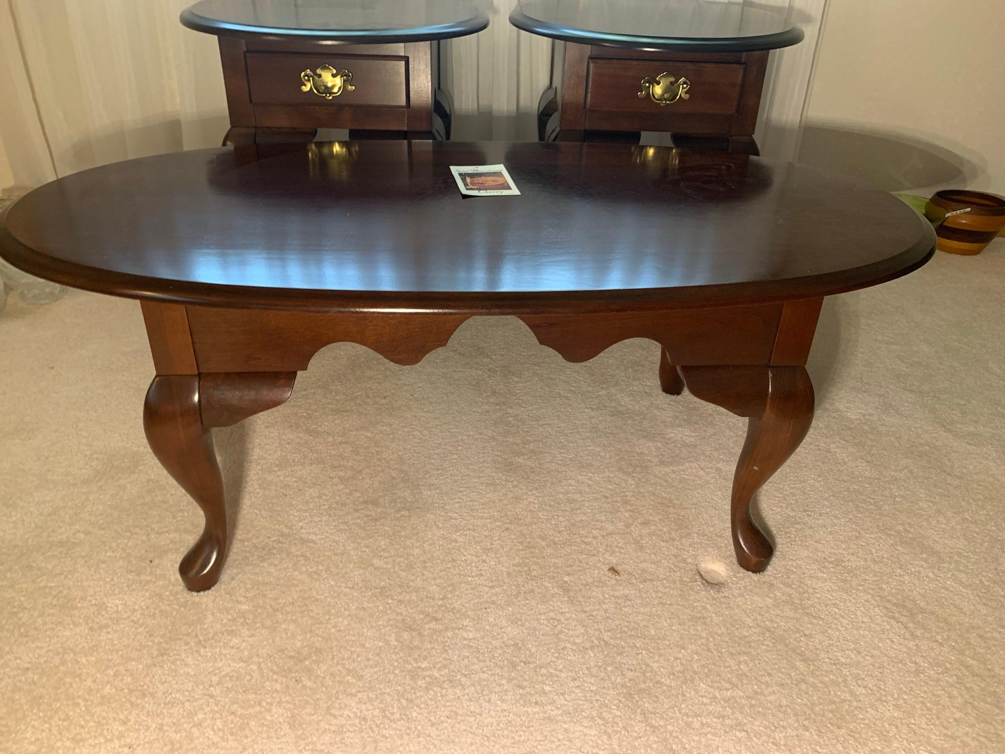 Hanover Heirlooms Solid Pennsylvania Cherry Coffee Table and 2 Side Tables