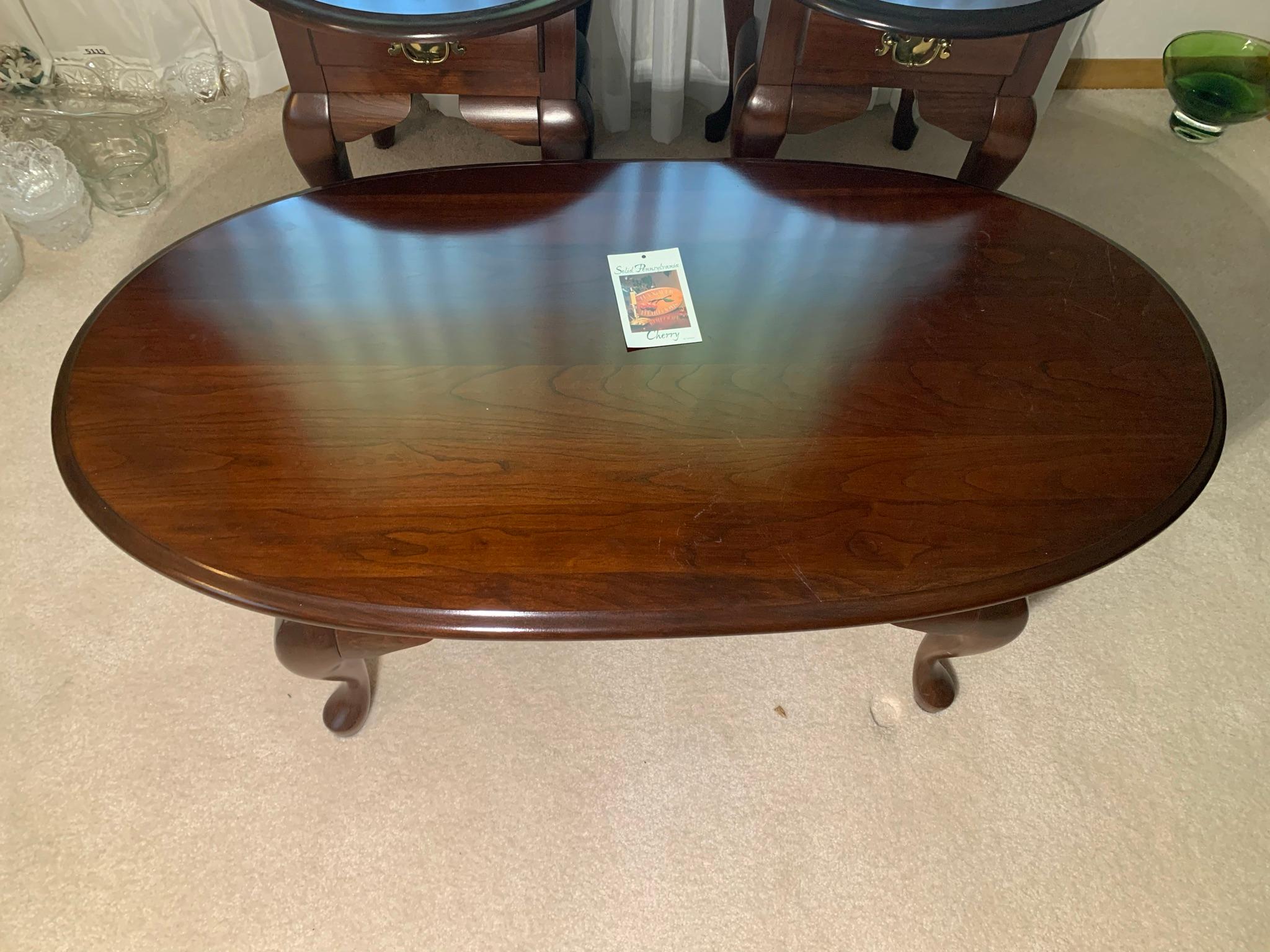 Hanover Heirlooms Solid Pennsylvania Cherry Coffee Table and 2 Side Tables