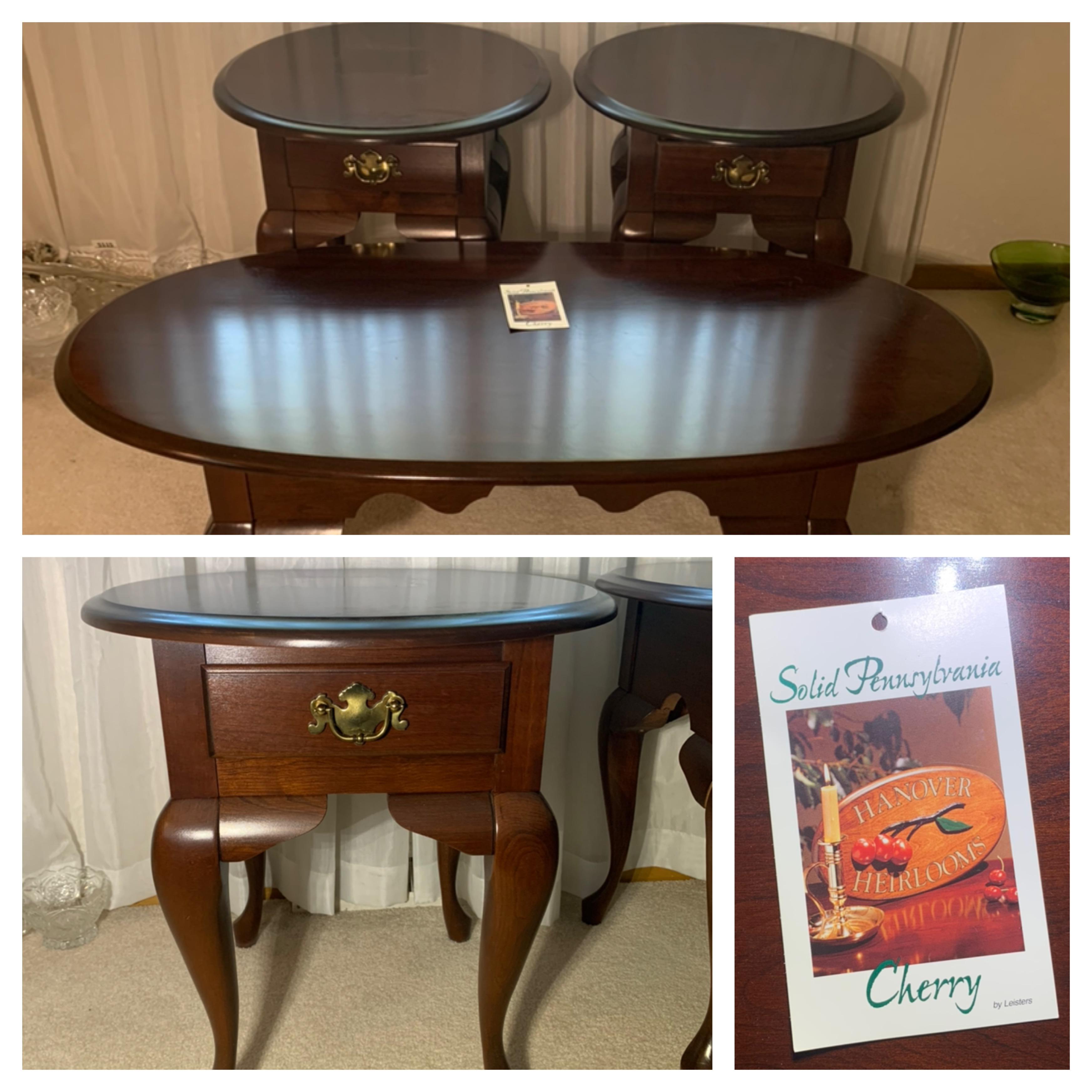 Hanover Heirlooms Solid Pennsylvania Cherry Coffee Table and 2 Side Tables