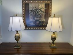 Pair of Lamps and Framed Print