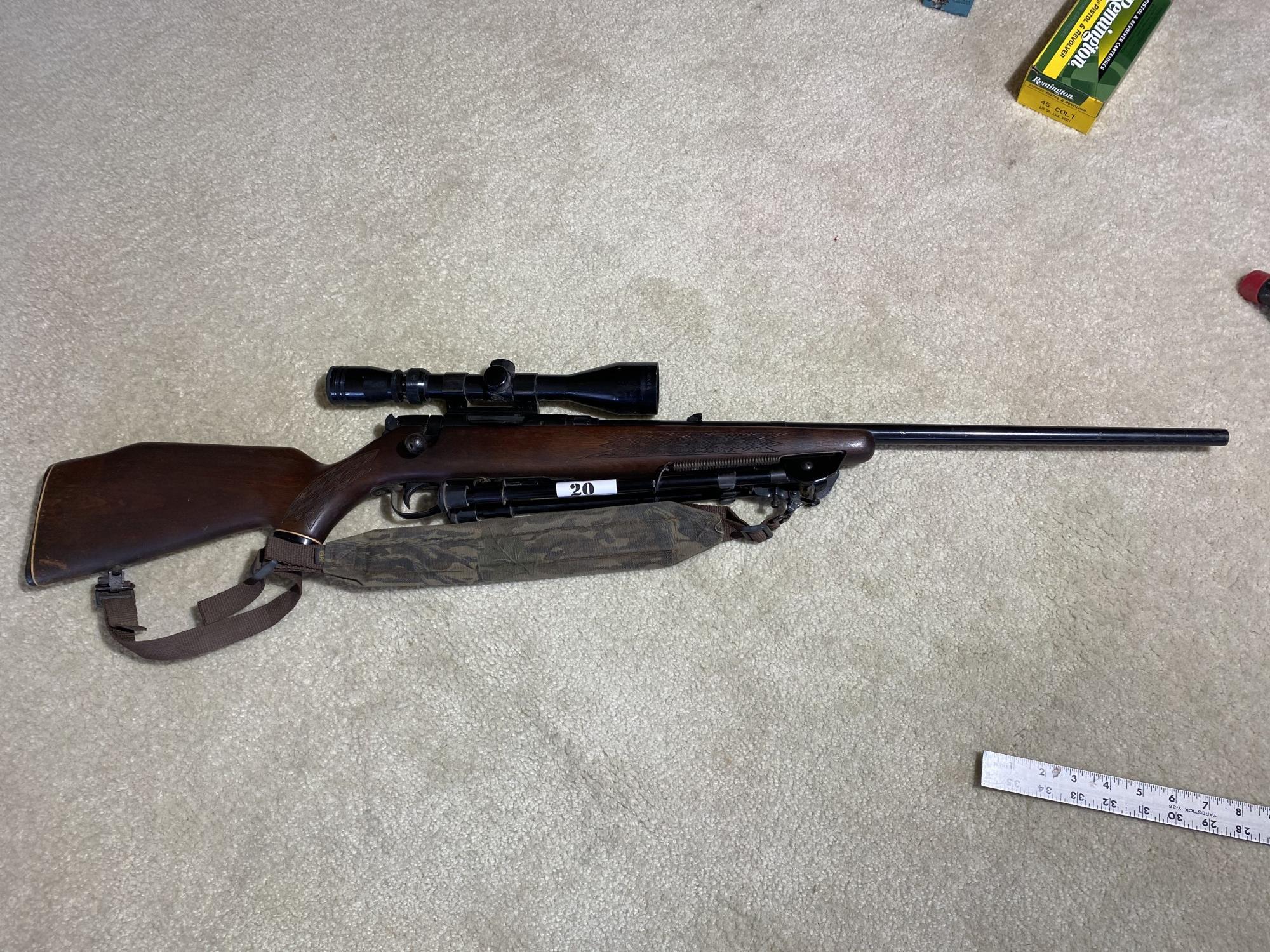 Vintage Savage 22 Hornet Rifle w/Scope on Bipod