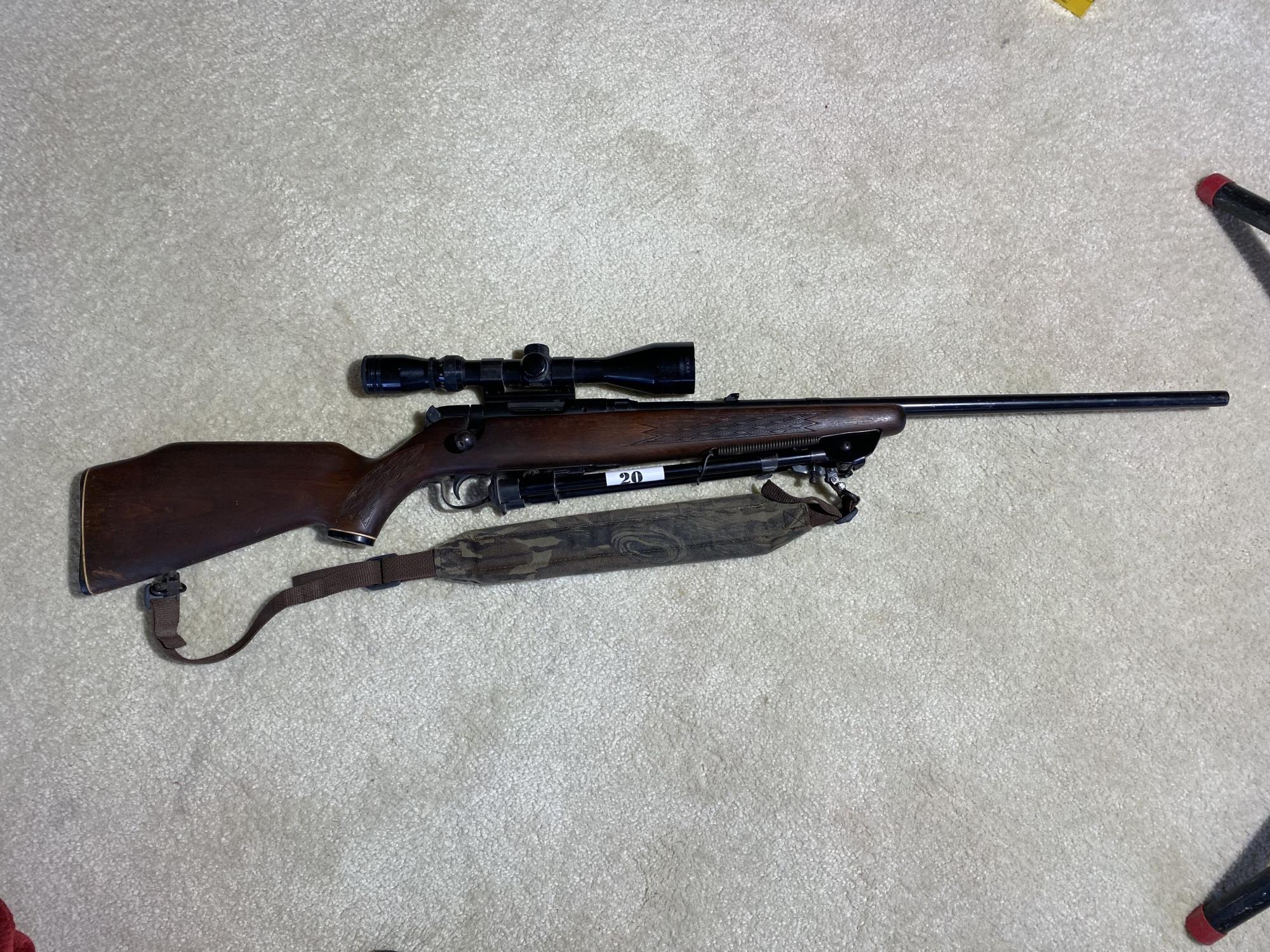 Vintage Savage 22 Hornet Rifle w/Scope on Bipod