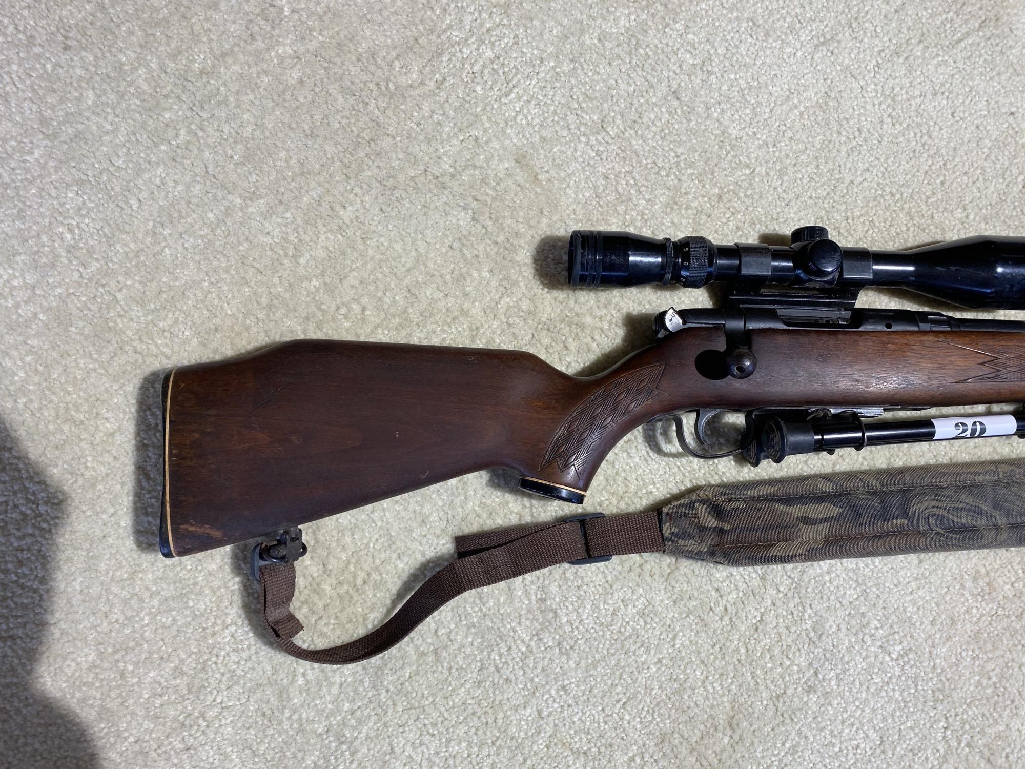 Vintage Savage 22 Hornet Rifle w/Scope on Bipod