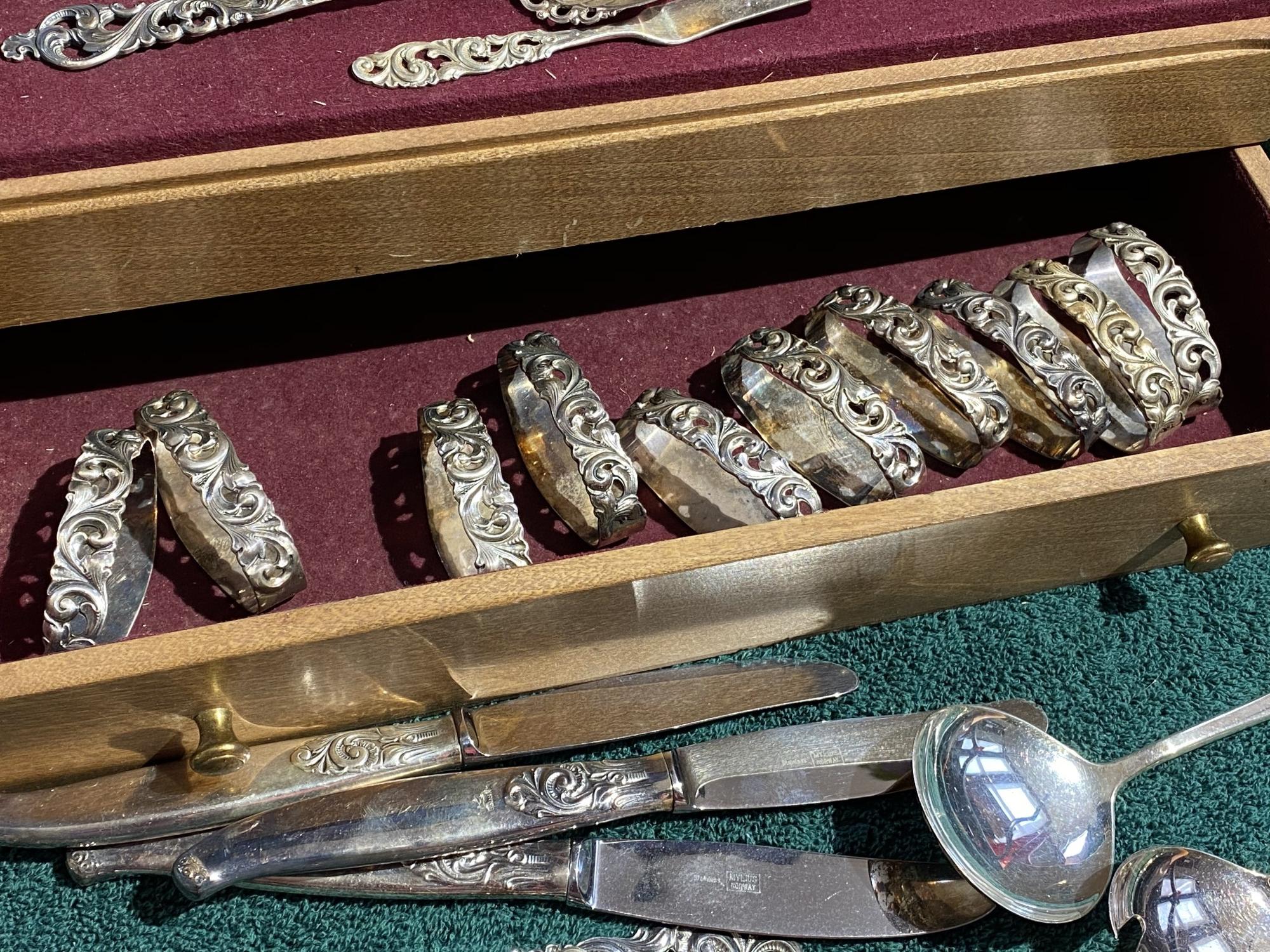 Large Group Norway 830 Silver Flatware in box 1604 grams