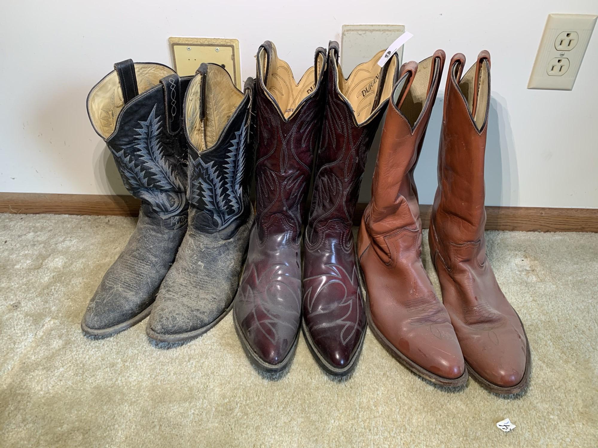 3 Pairs of Boots - Frye, Durango, Tony Lama