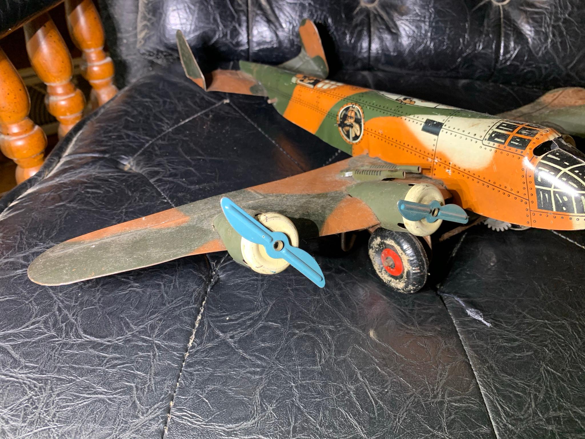 Marx Toys Made in United States of America Friction Tin Toy Plane.