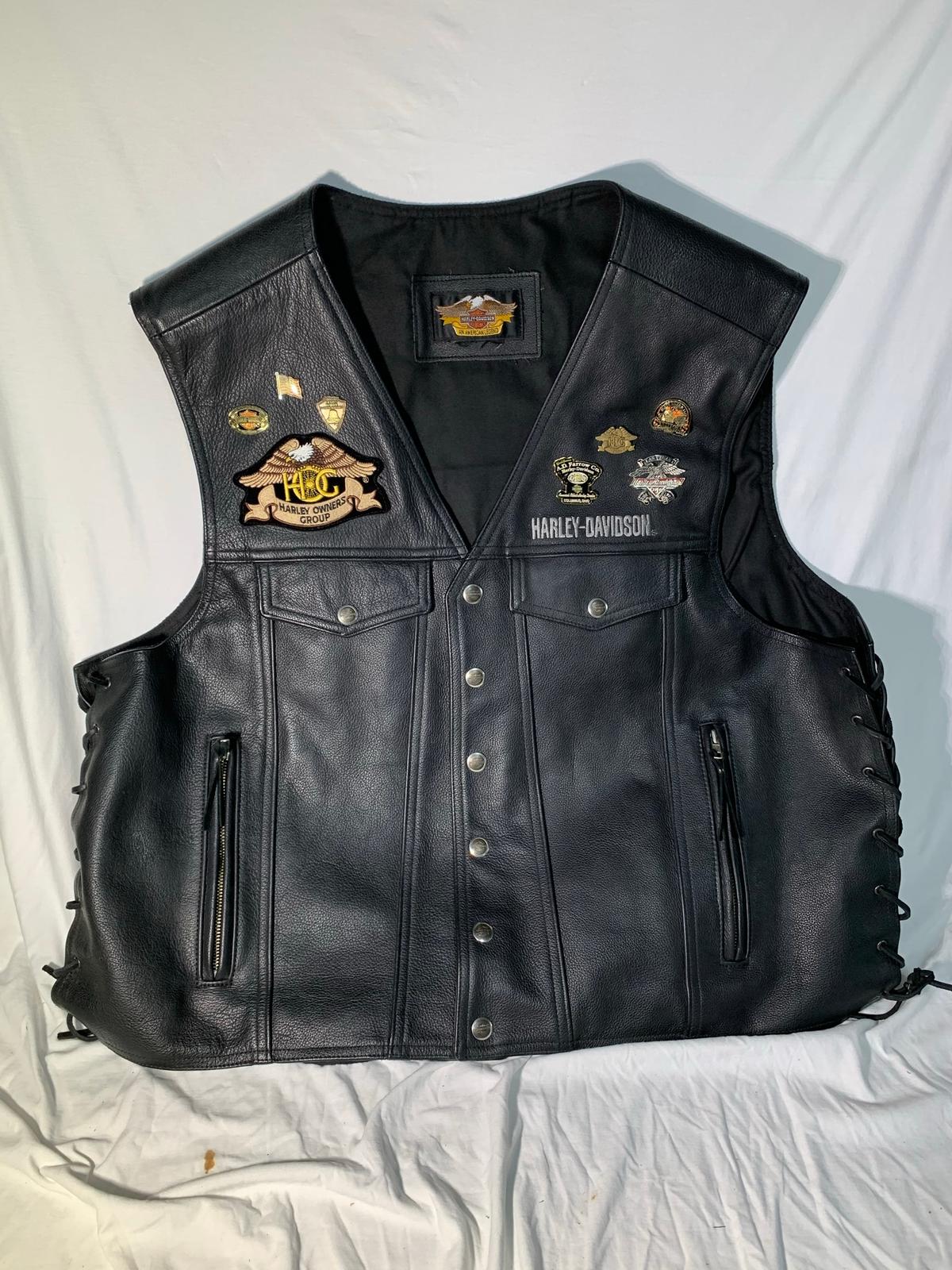 Harley-Davidson Leather Vest with Pins