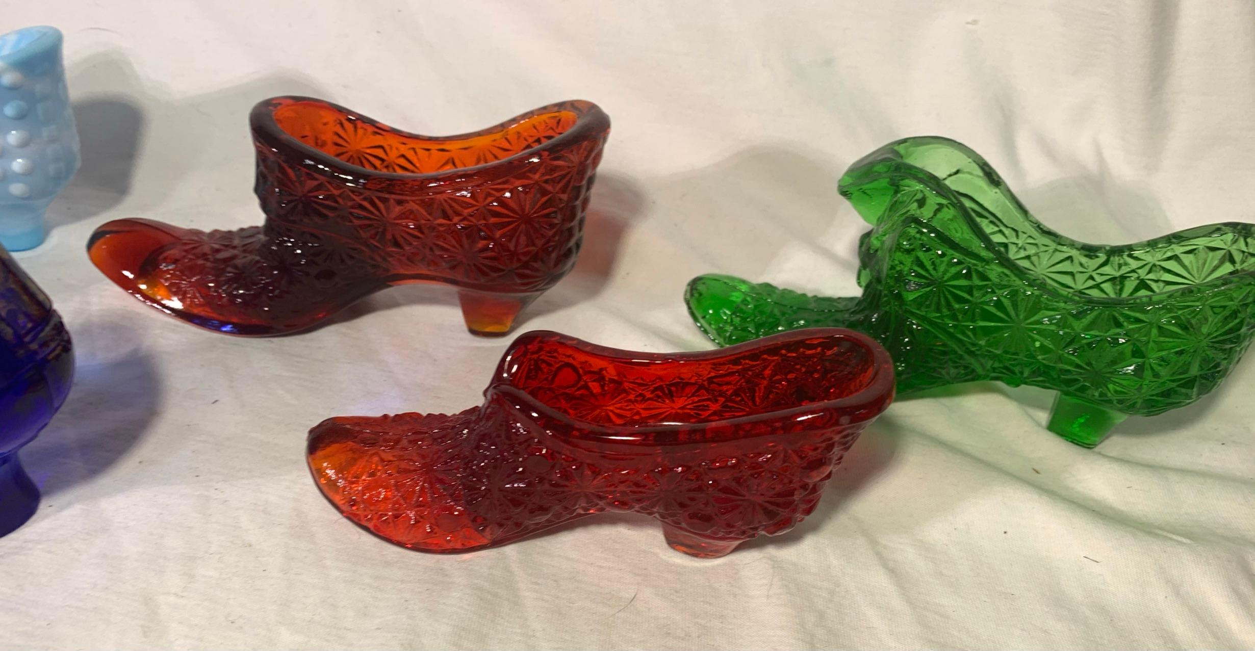 Group of Glass Shoes and Glass Bird