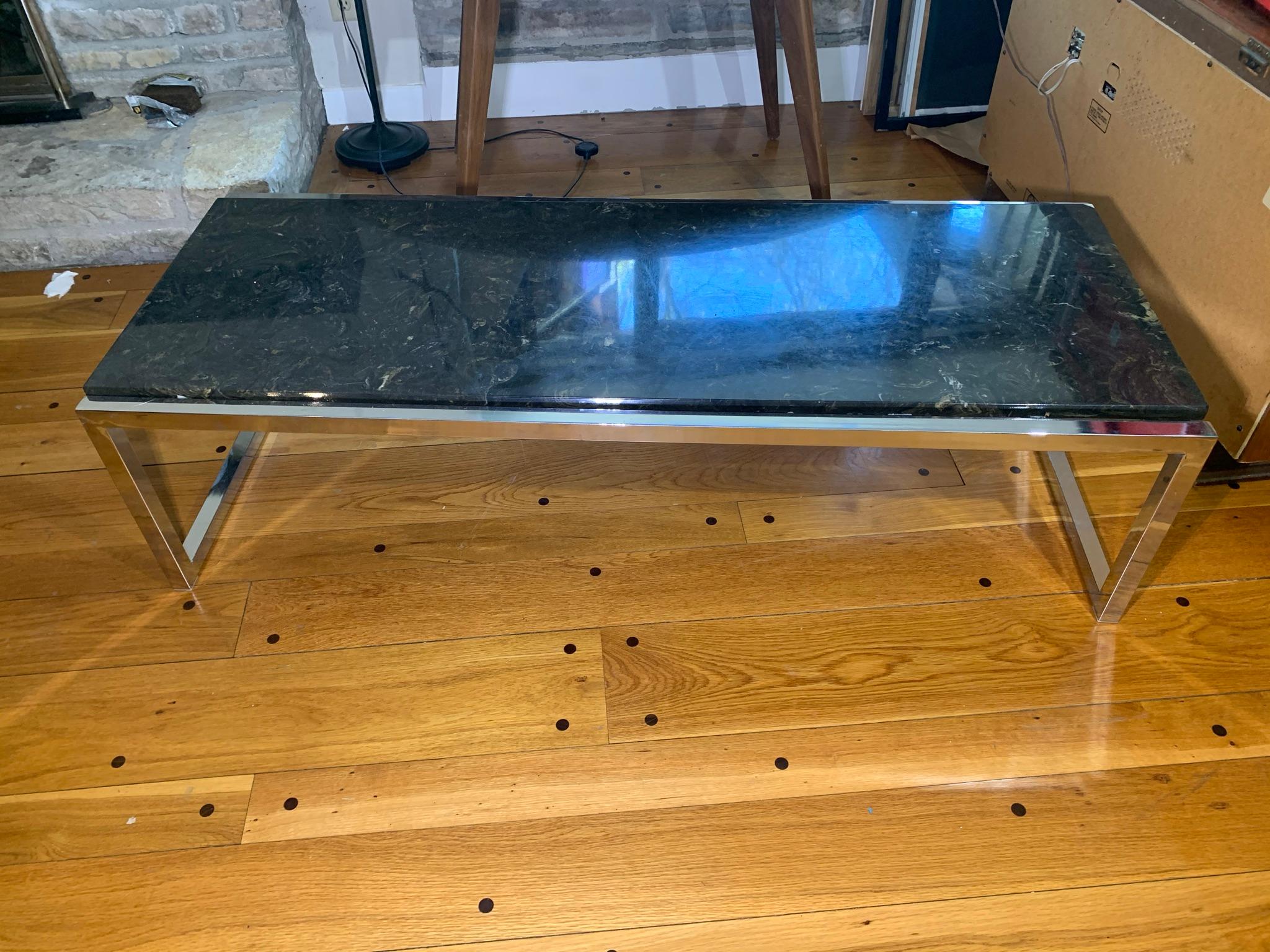 Chrome and Marble Mid-century Modern Coffee Table