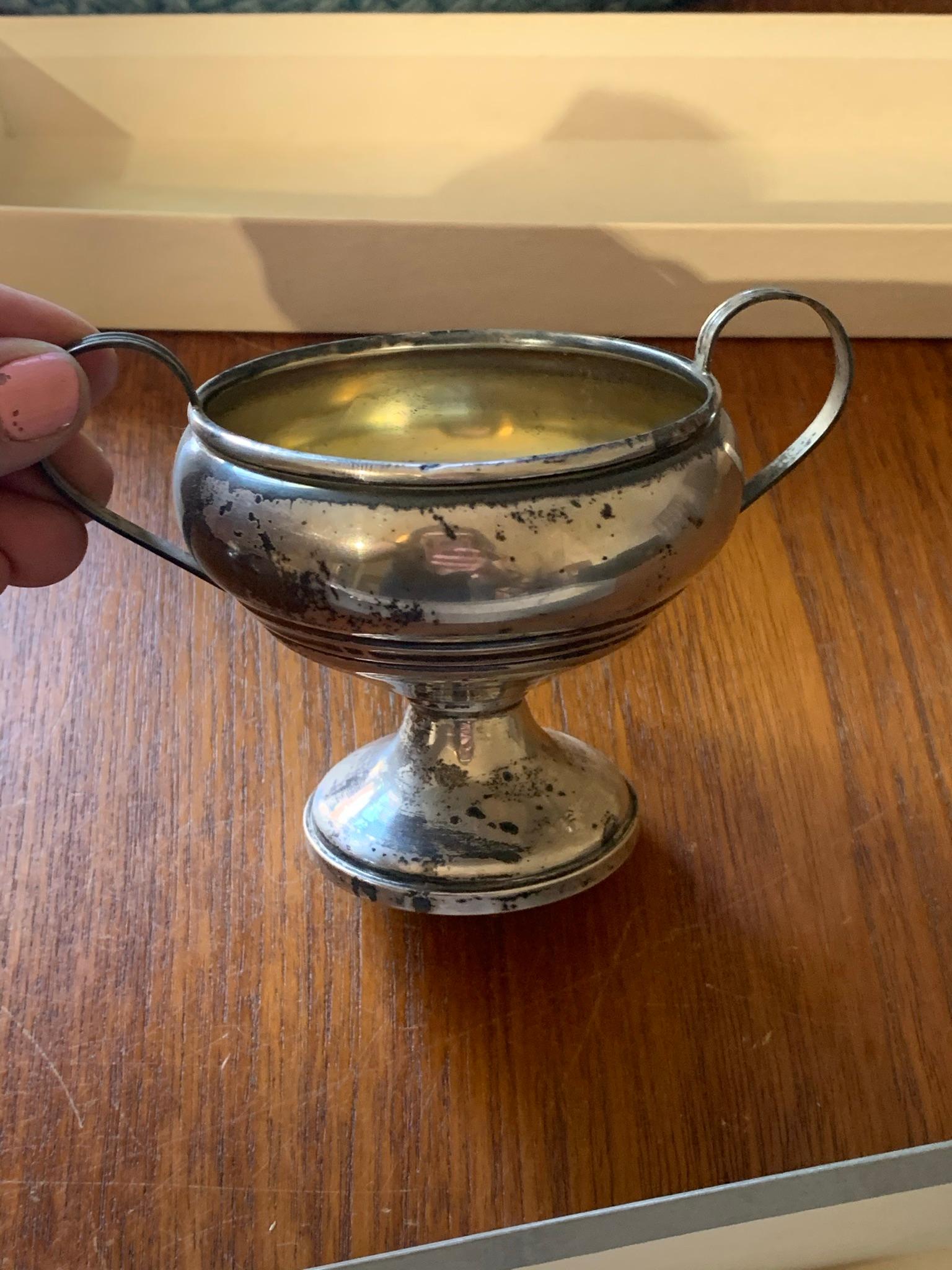 2 Pieces of Weighted Sterling Silver Cream & Sugar & Rogers Silverplate Serving Spoon in Box