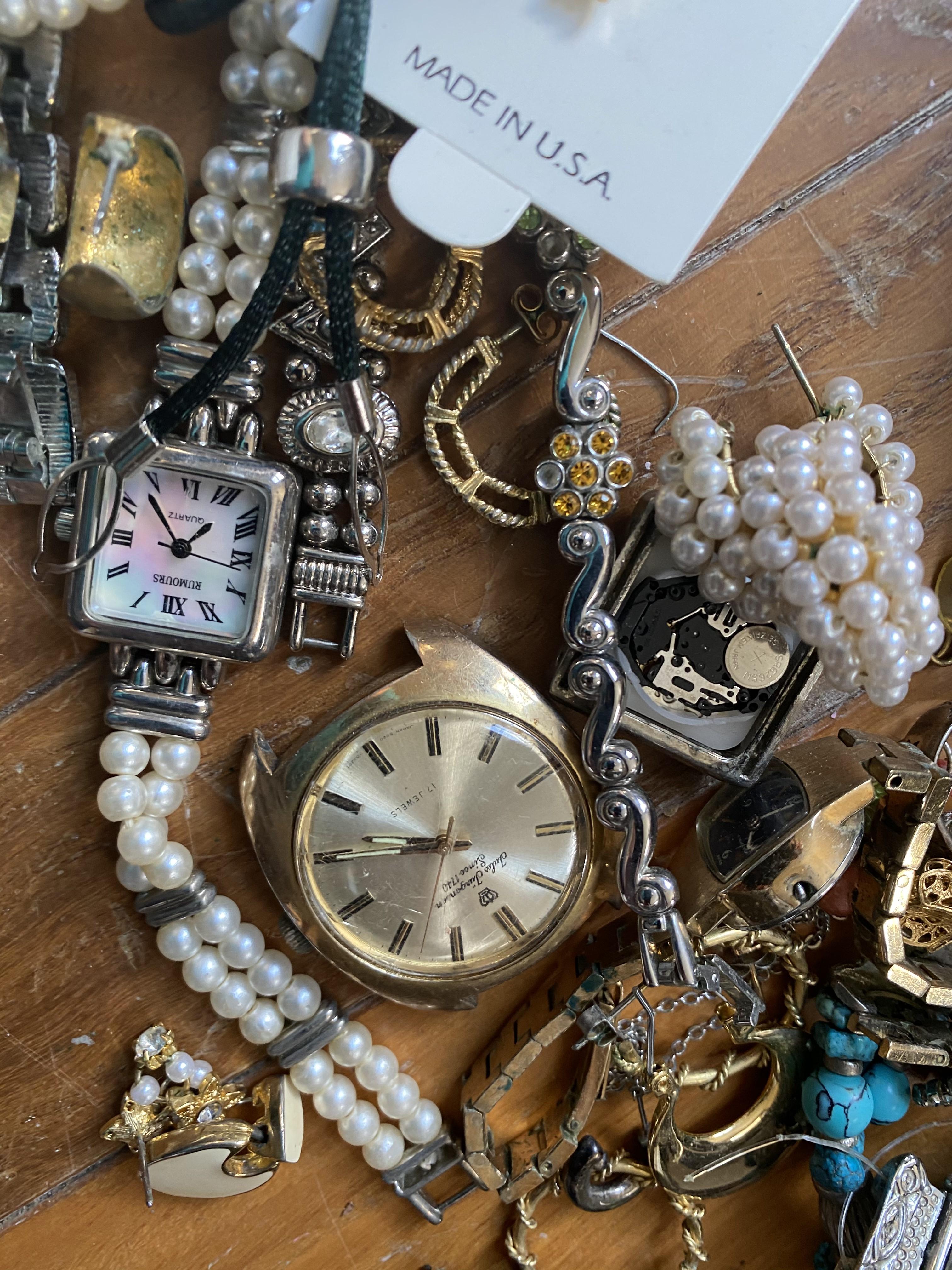 Large lot gold, silver, costume jewelry