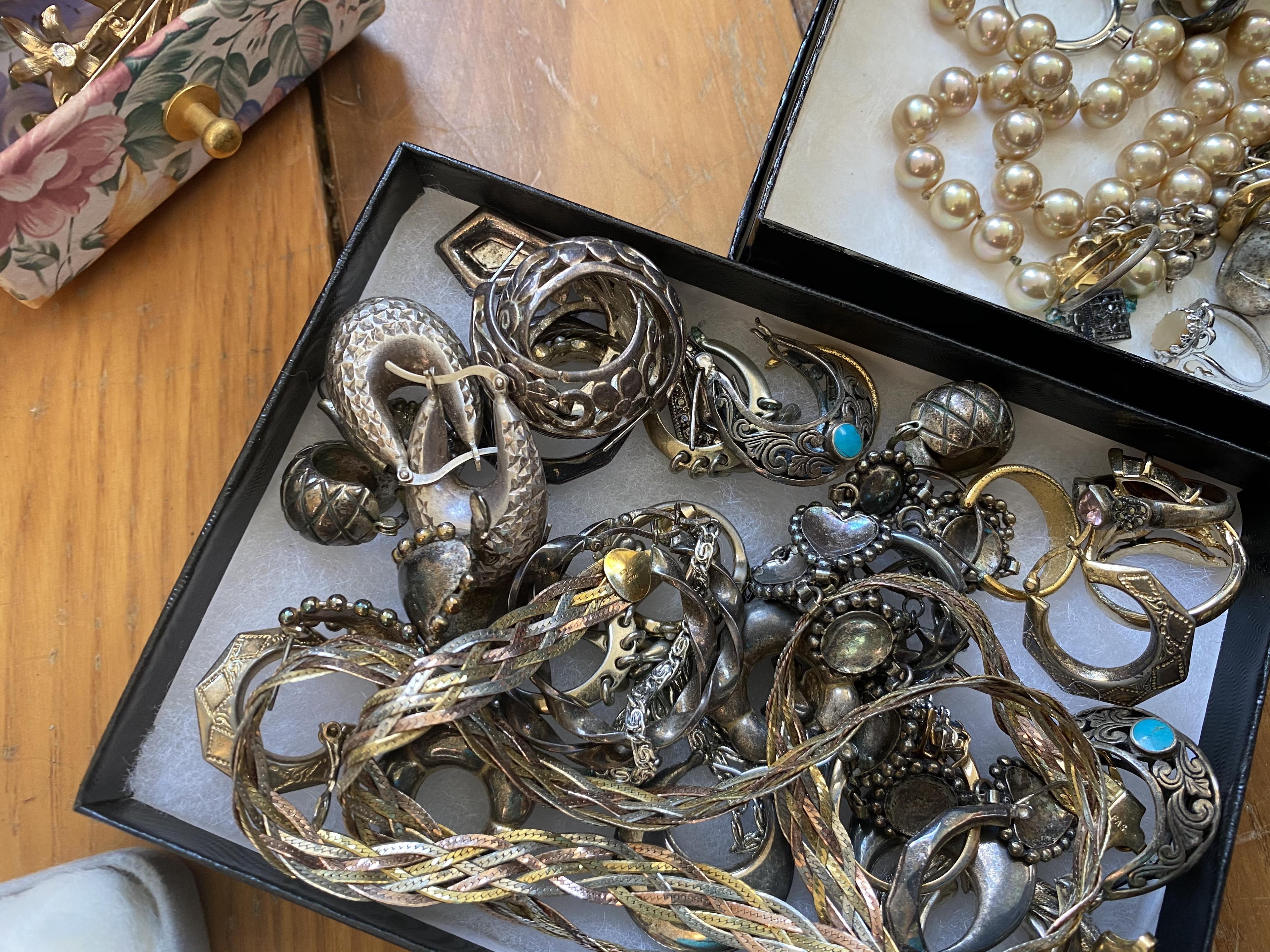 Large lot gold, silver, costume jewelry