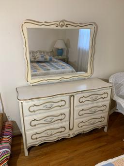 Full Size Bed, Night Stand, Chest of Drawers, & Dresser