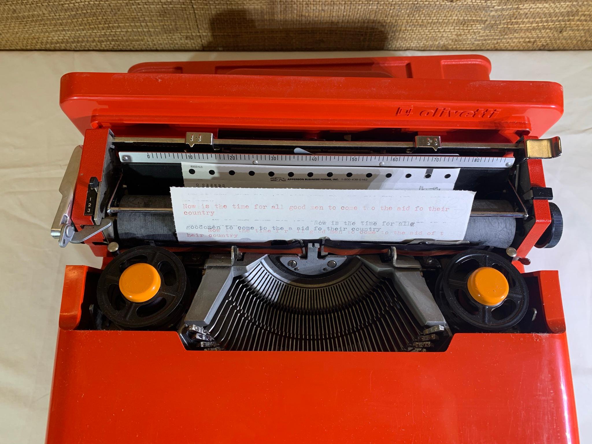 Olivetti Valentine Typewriter with Red Case.  Made in Spain.