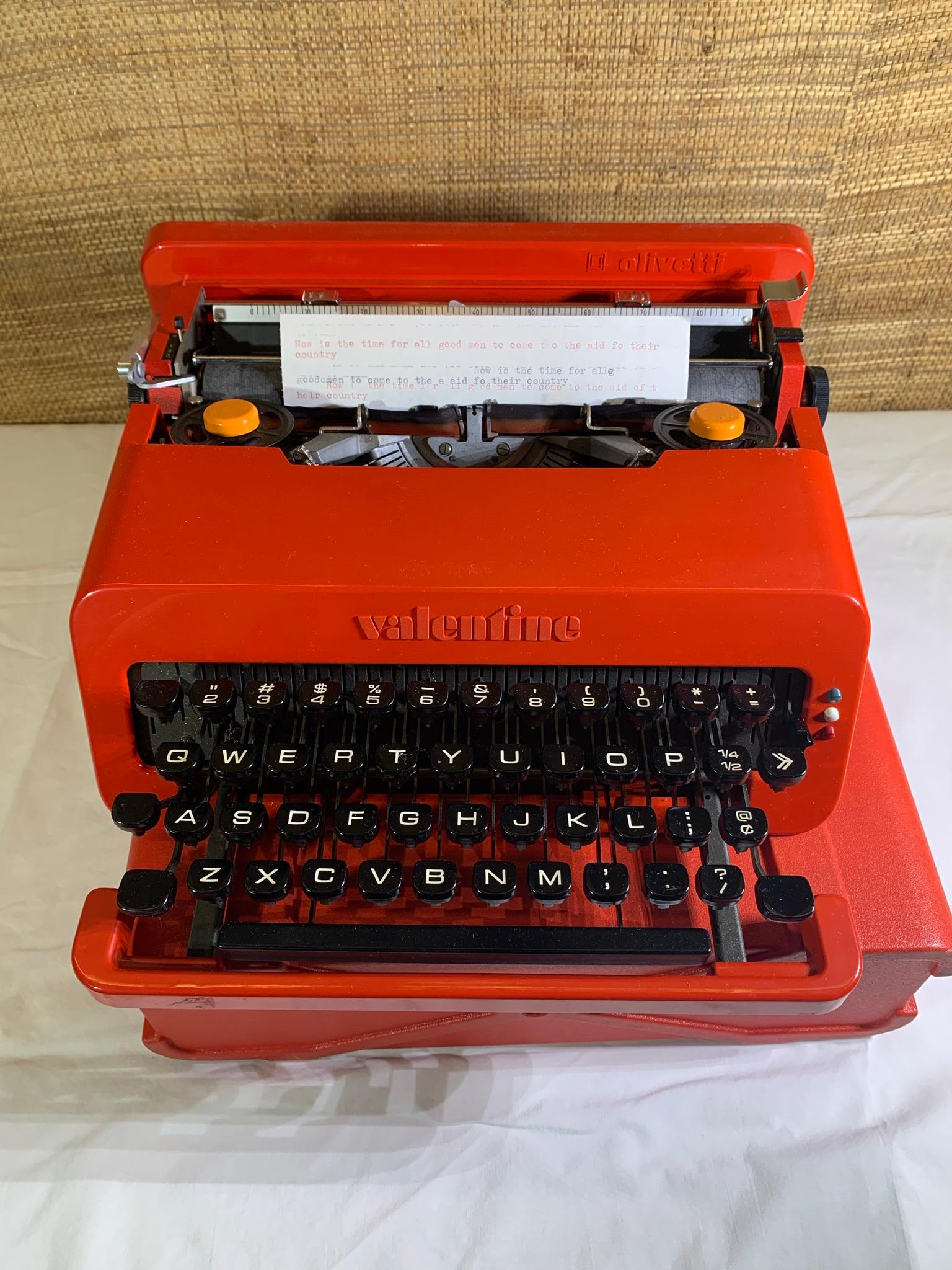 Olivetti Valentine Typewriter with Red Case.  Made in Spain.
