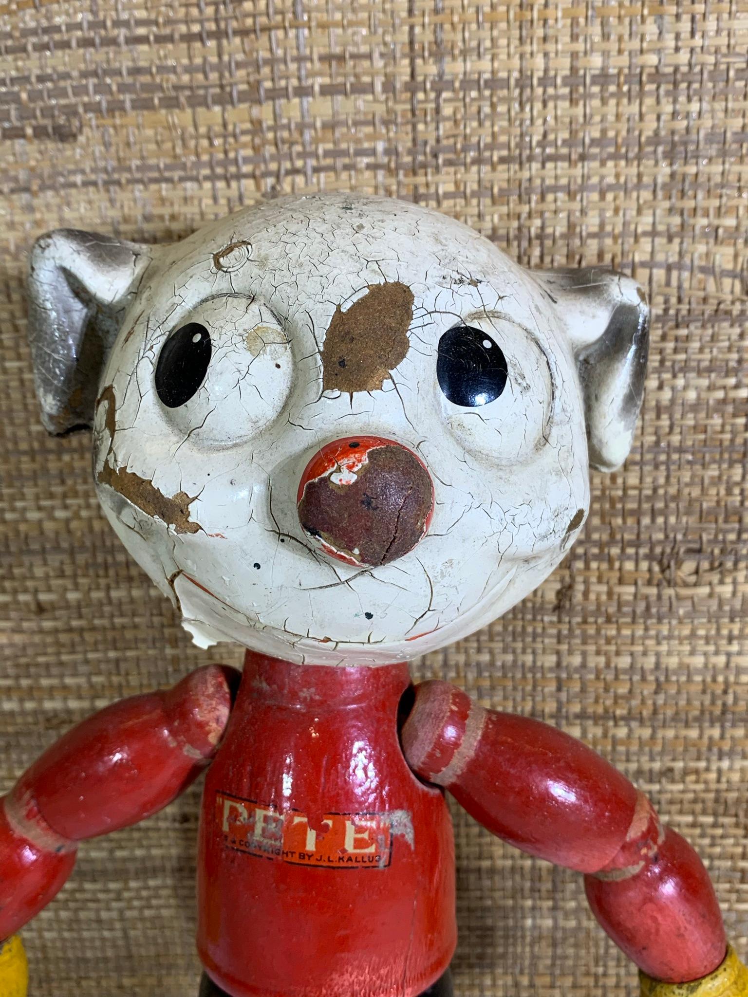 Vintage Pete the Pup Joseph Kallus 1930s wooden composite toy