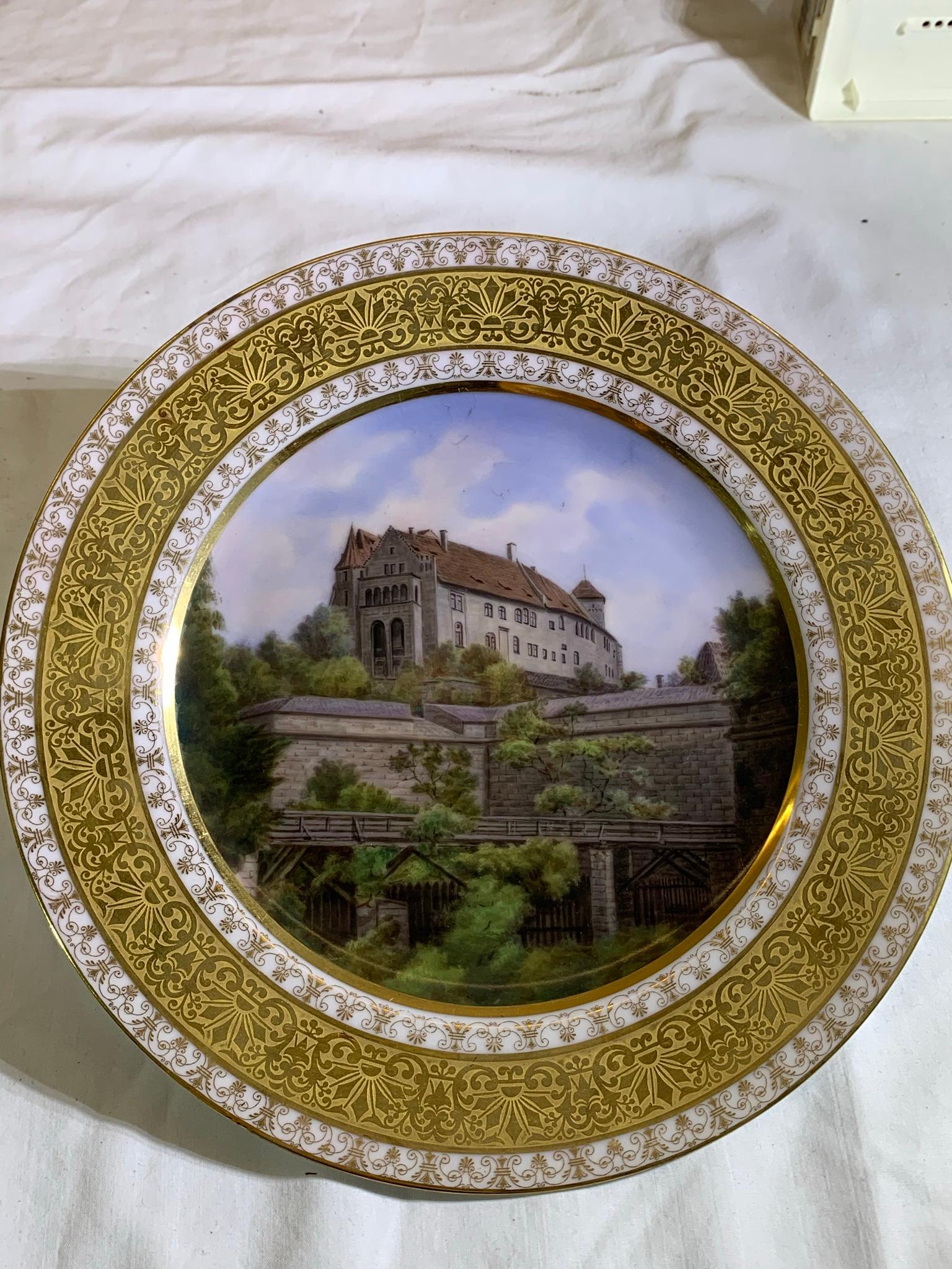 10 c. 1900 Hand Painted Grand Tour Plates Franz Xaver Thallmaier.