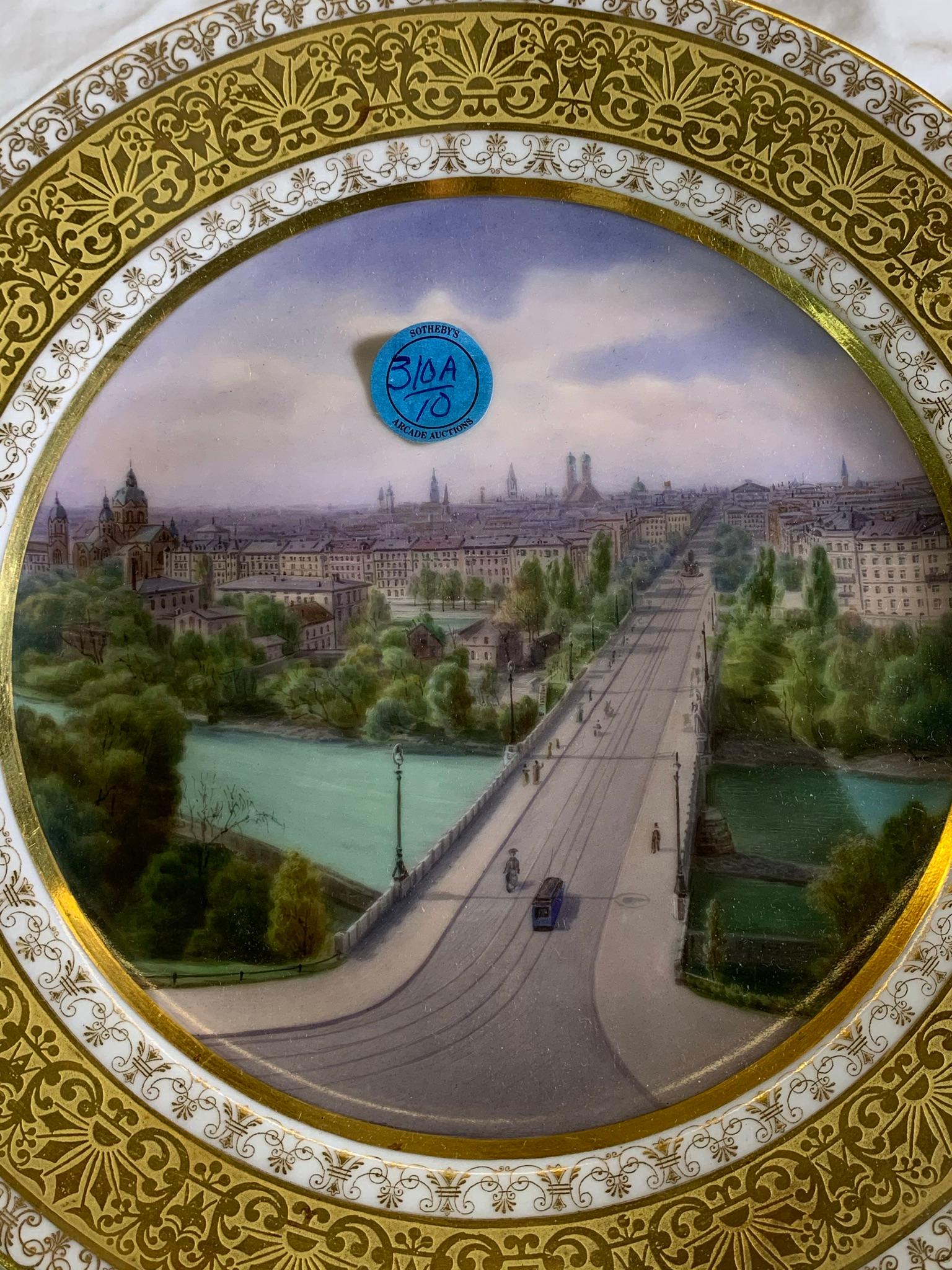 10 c. 1900 Hand Painted Grand Tour Plates Franz Xaver Thallmaier.