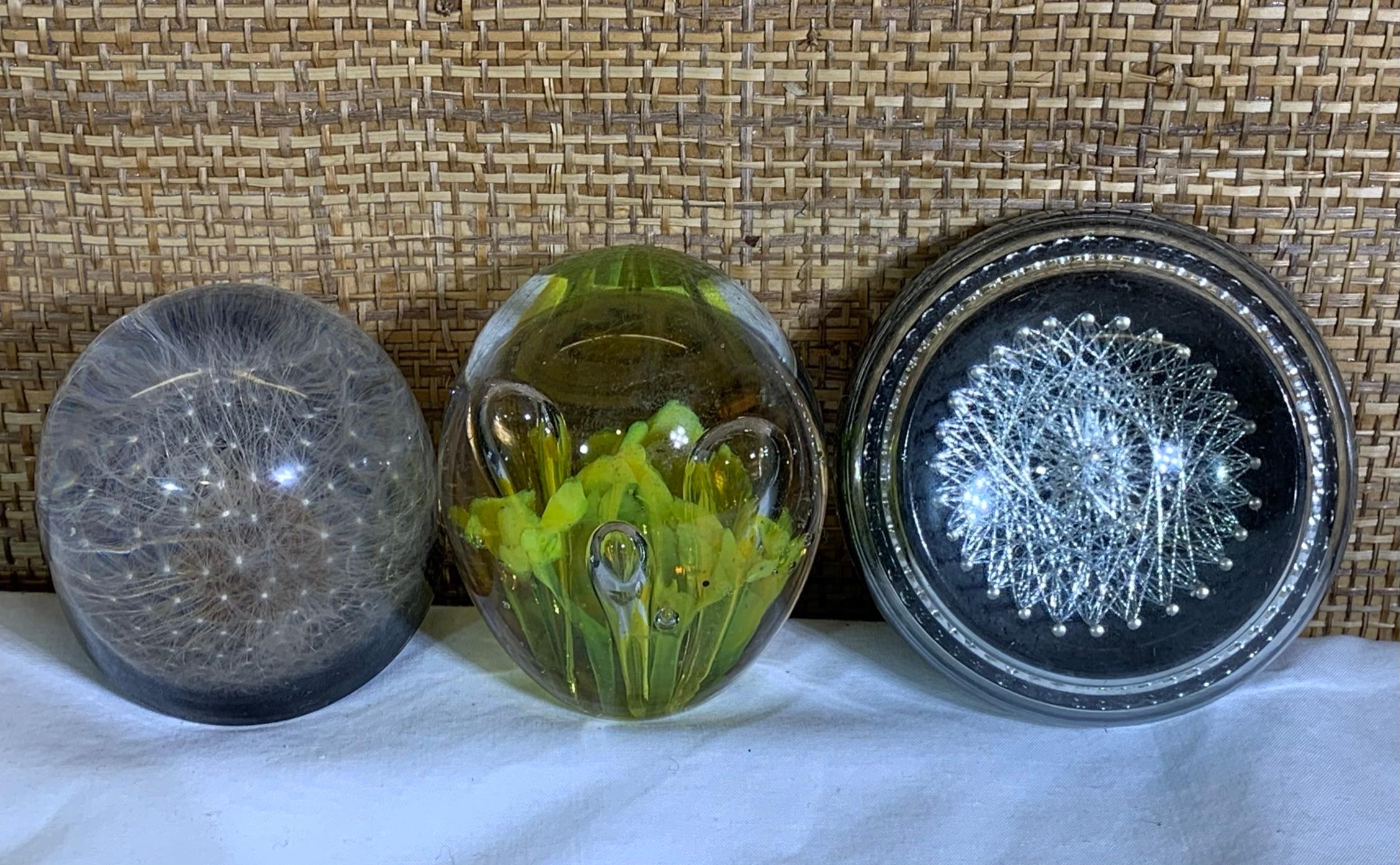 3 Paper Weights.  One is Signed by Charles Winstow.