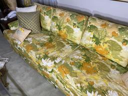 Vintage Floral Couch, Chair, footstool