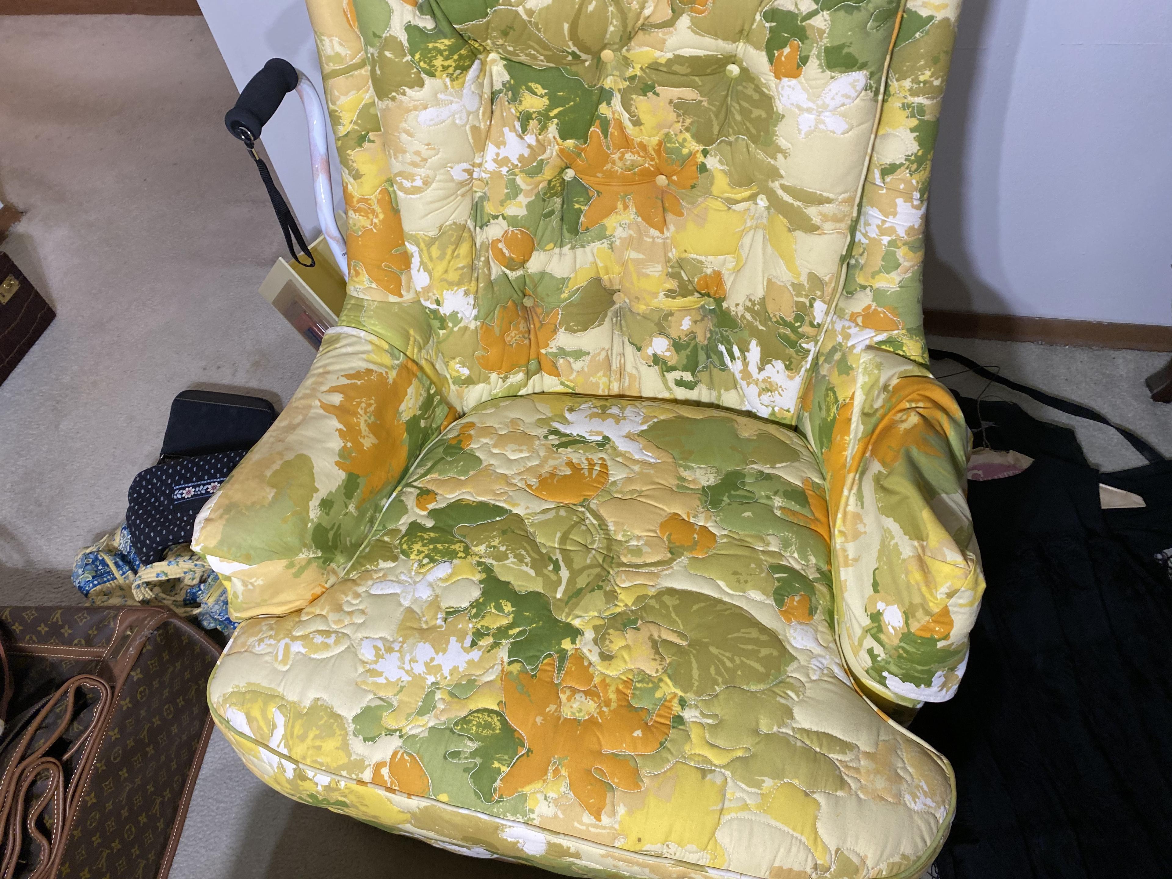 Vintage Floral Couch, Chair, footstool