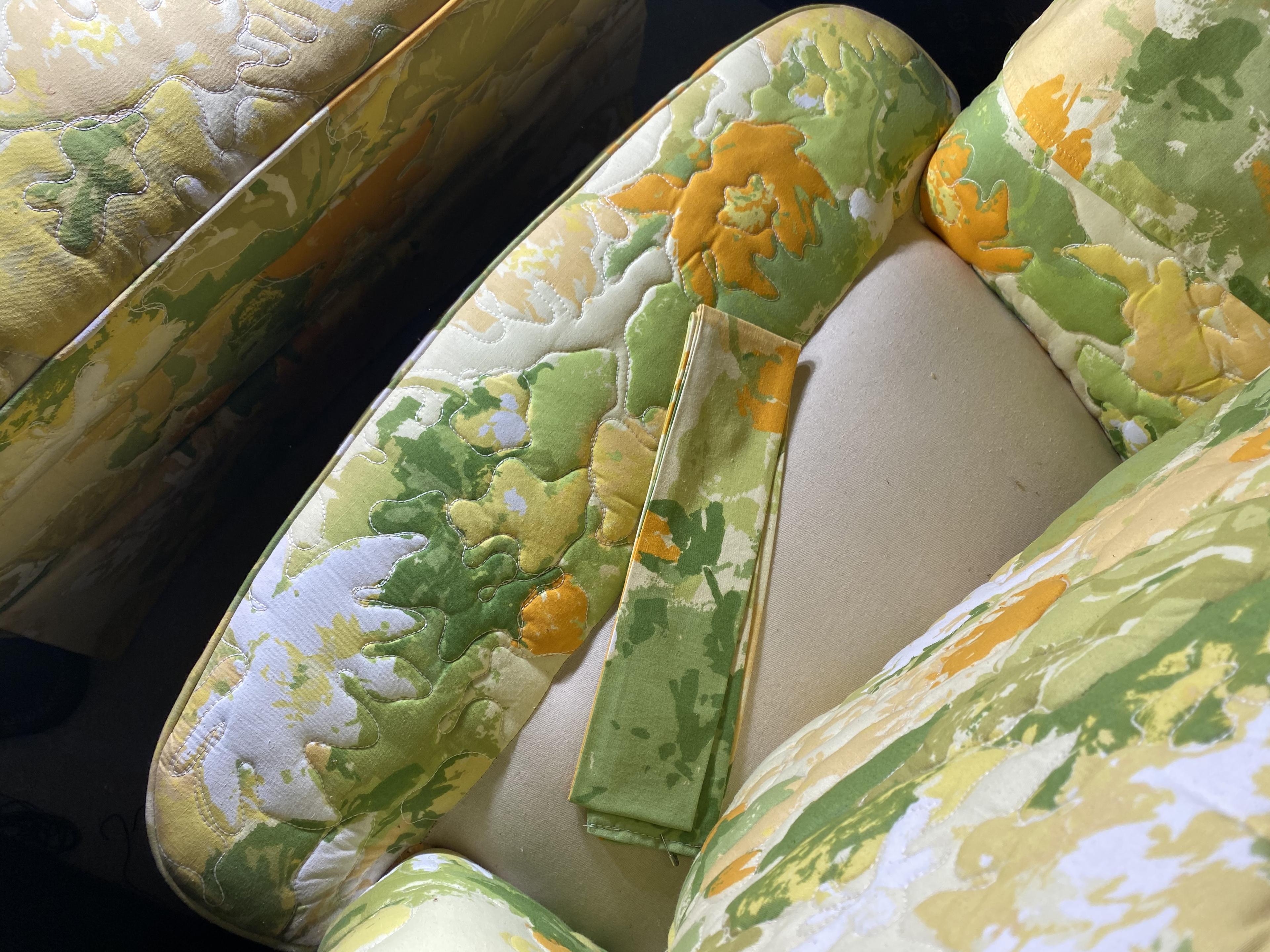 Vintage Floral Couch, Chair, footstool