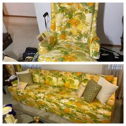 Vintage Floral Couch, Chair, footstool