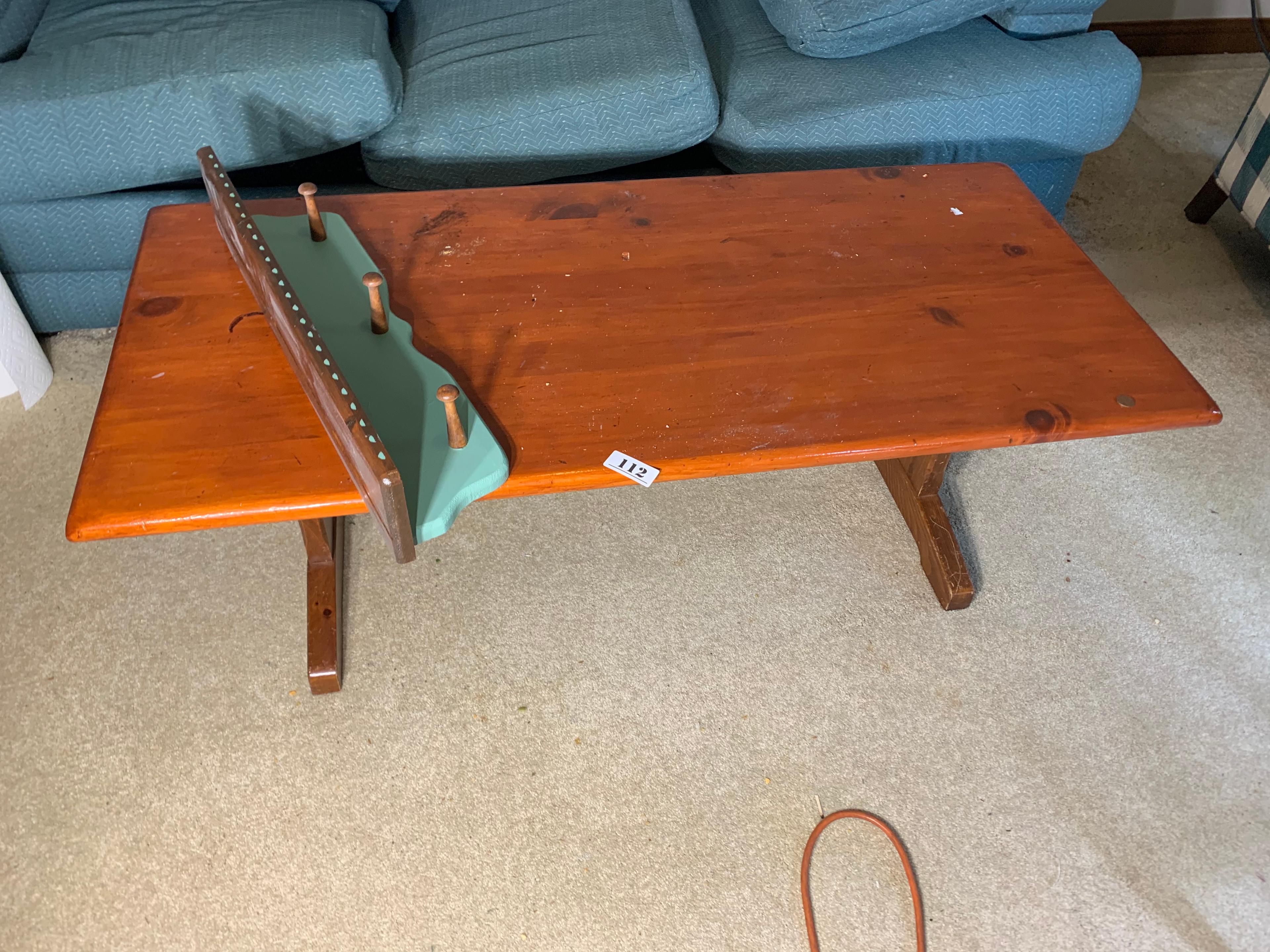 Wooden coffee table, small shelf