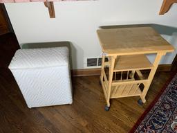 Wicker hamper PLUS rolling kitchen cart