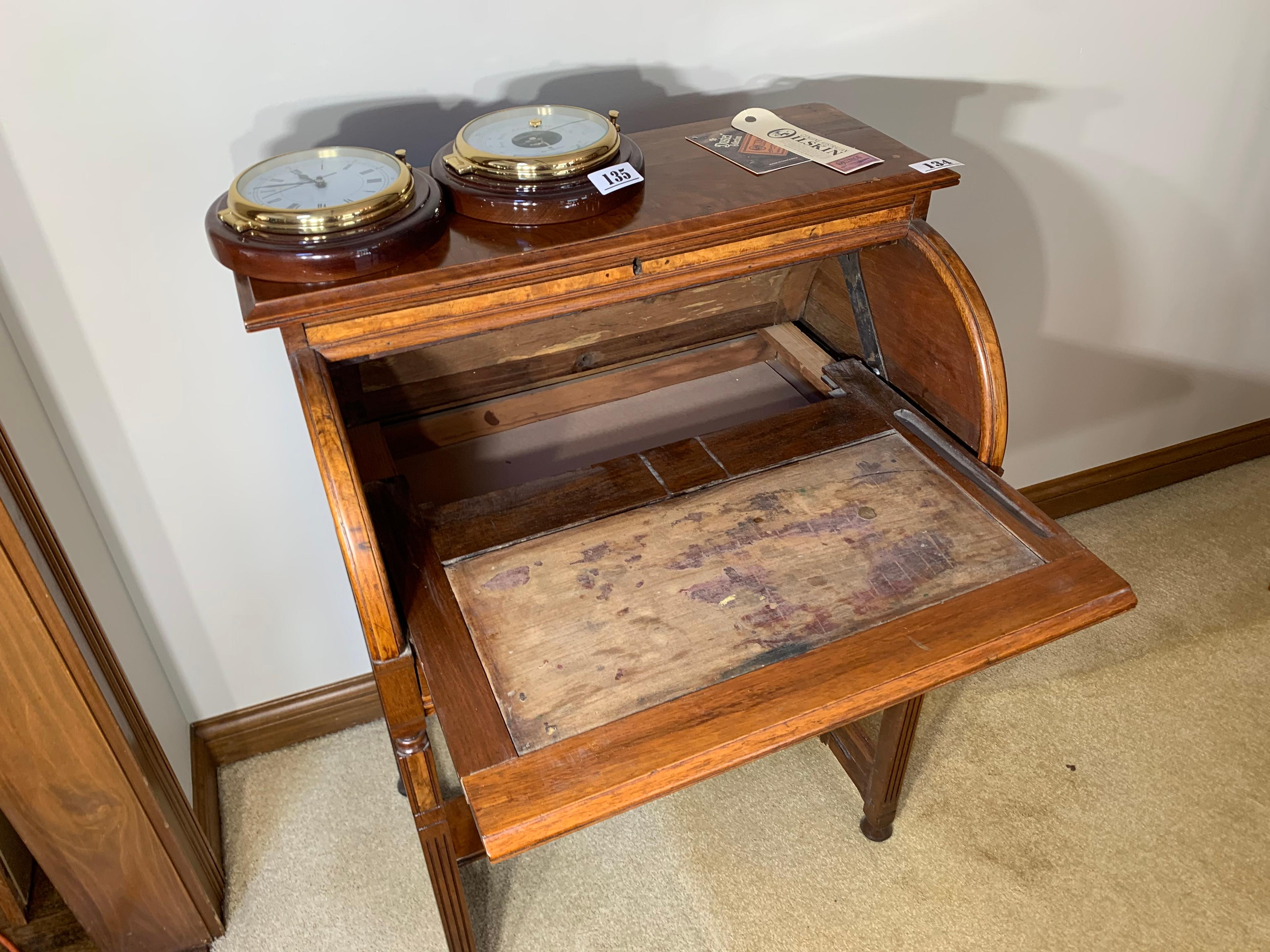 Unusual antique cylinder desk