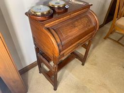 Unusual antique cylinder desk