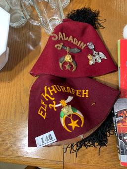 Fraternal Fez Hats & Jewelry Lot