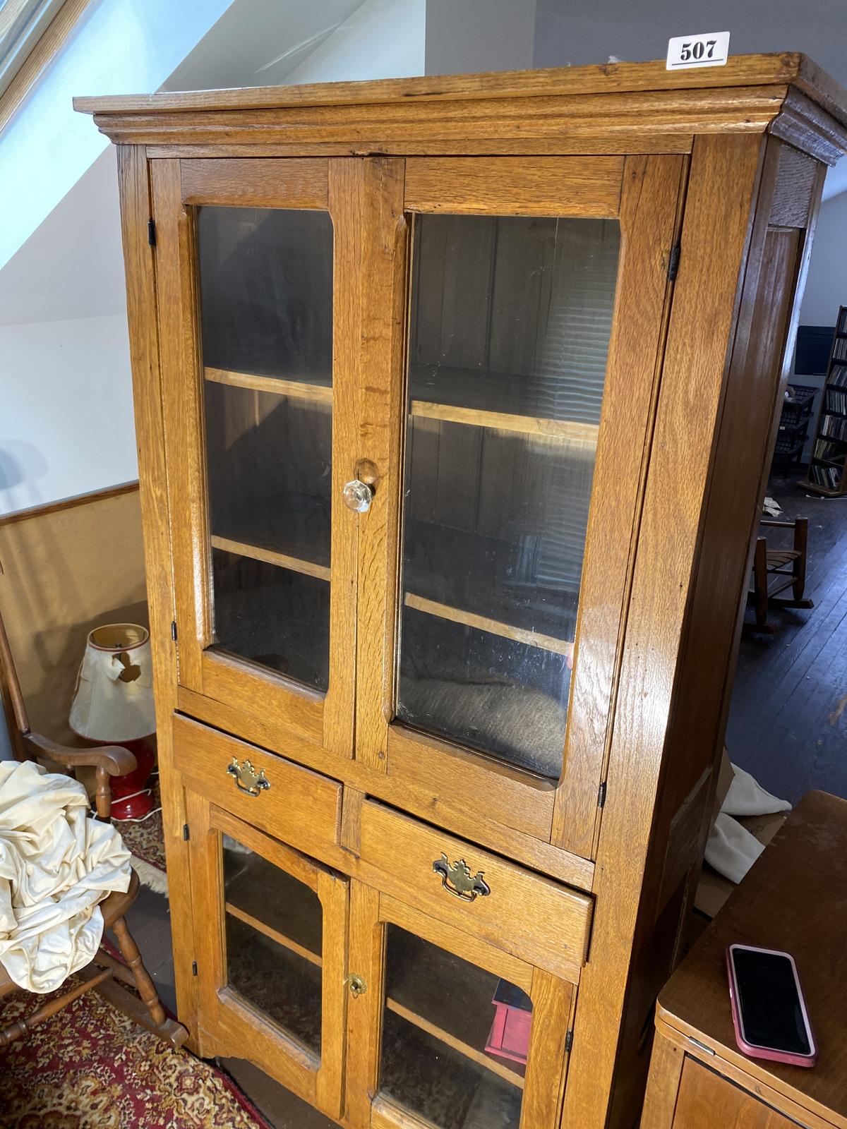 Antique Wooden Flat Wall Cupboard