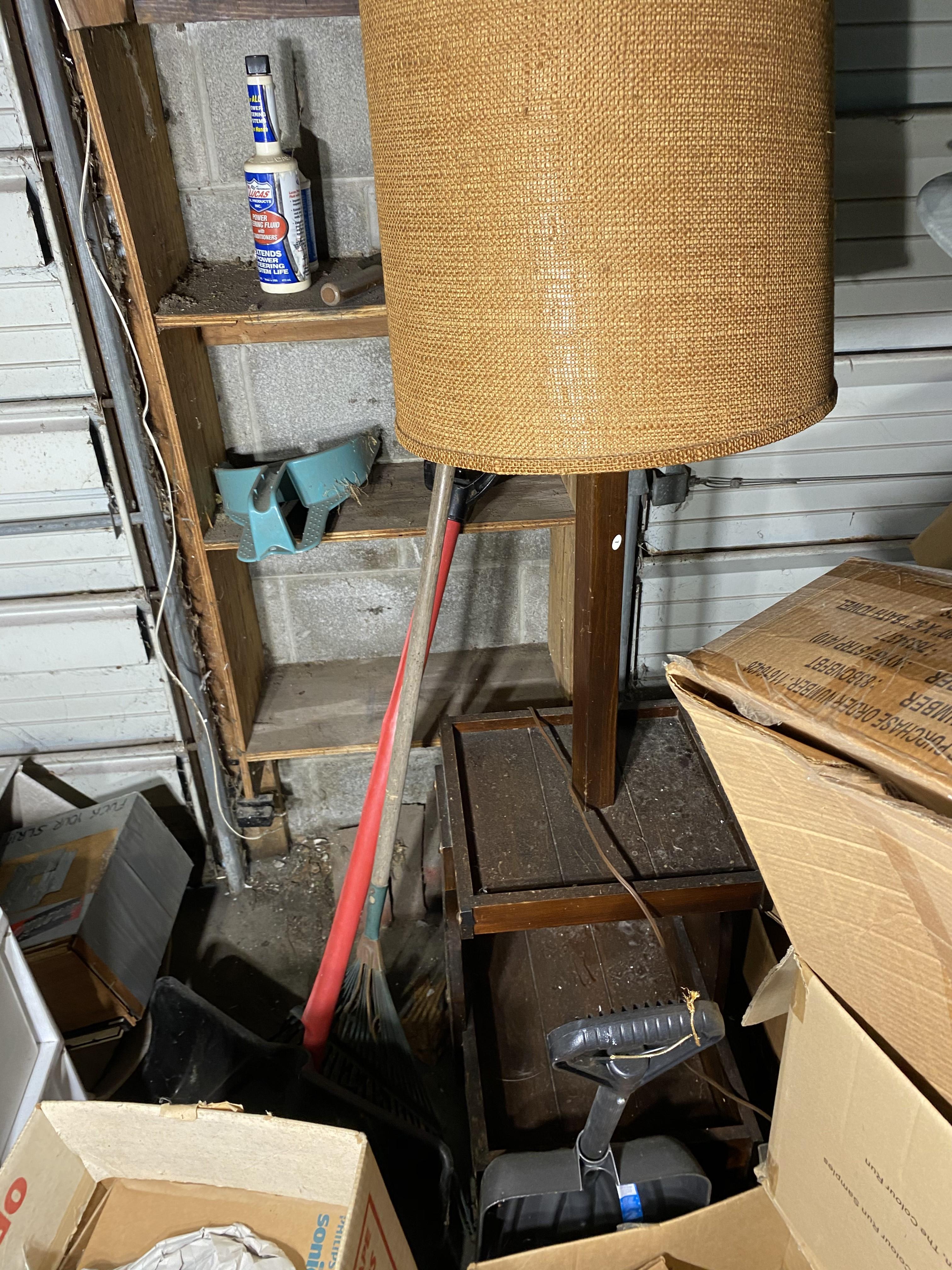 Vintage lamp, chair, speakers etc lot