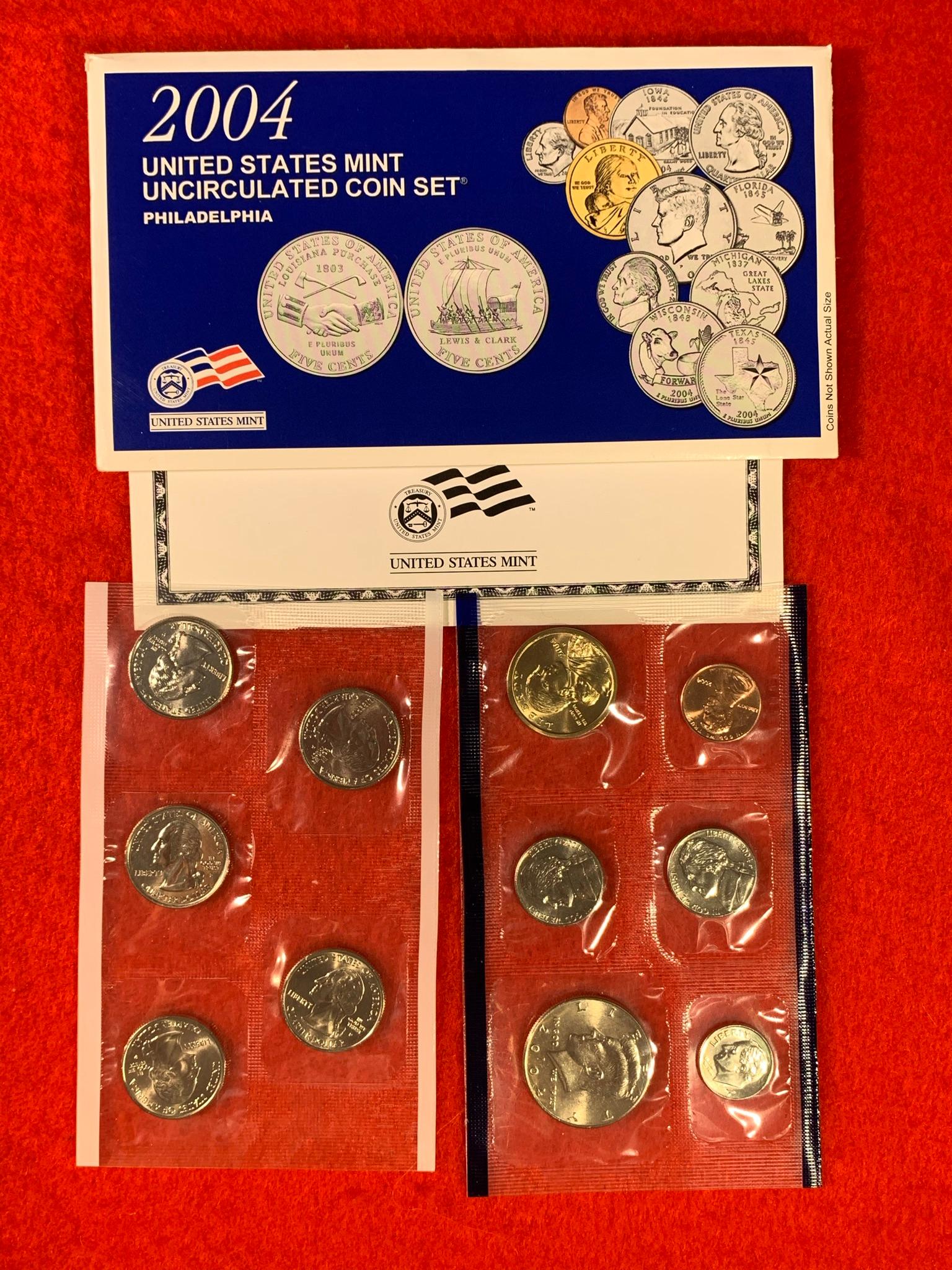 4 Uncirculated Coin Sets - 2002, (2) 2003 coin packets & 2004