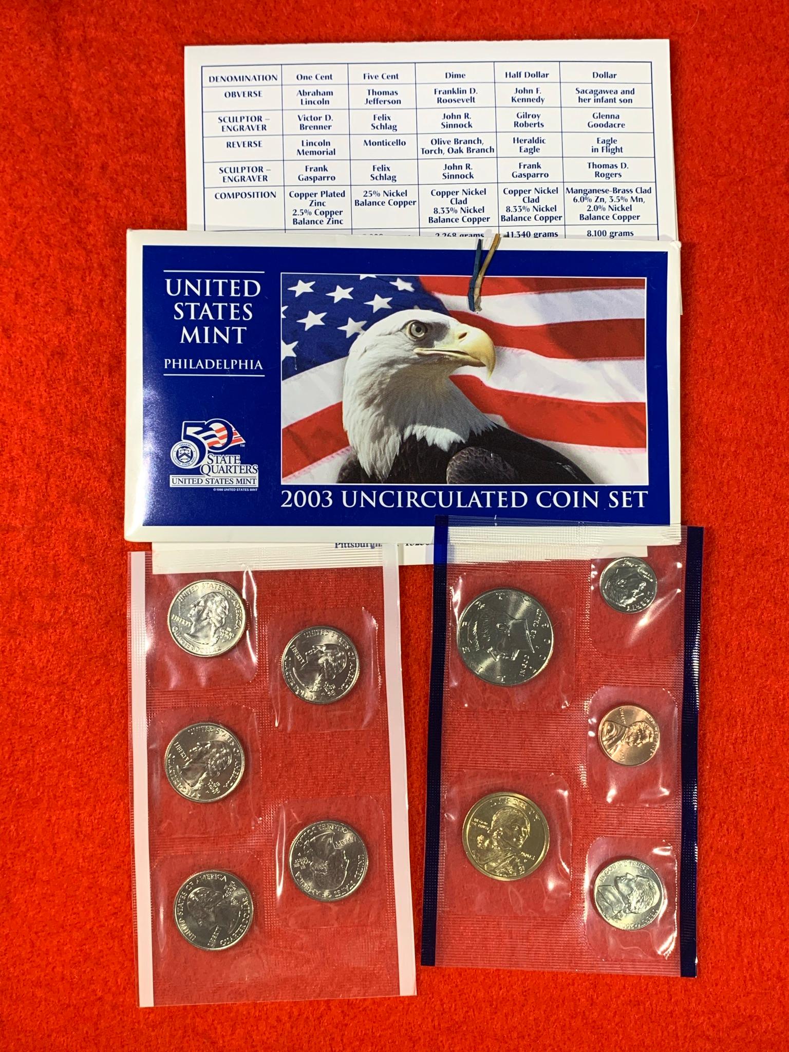 4 Uncirculated Coin Sets - 2002, (2) 2003 coin packets & 2004