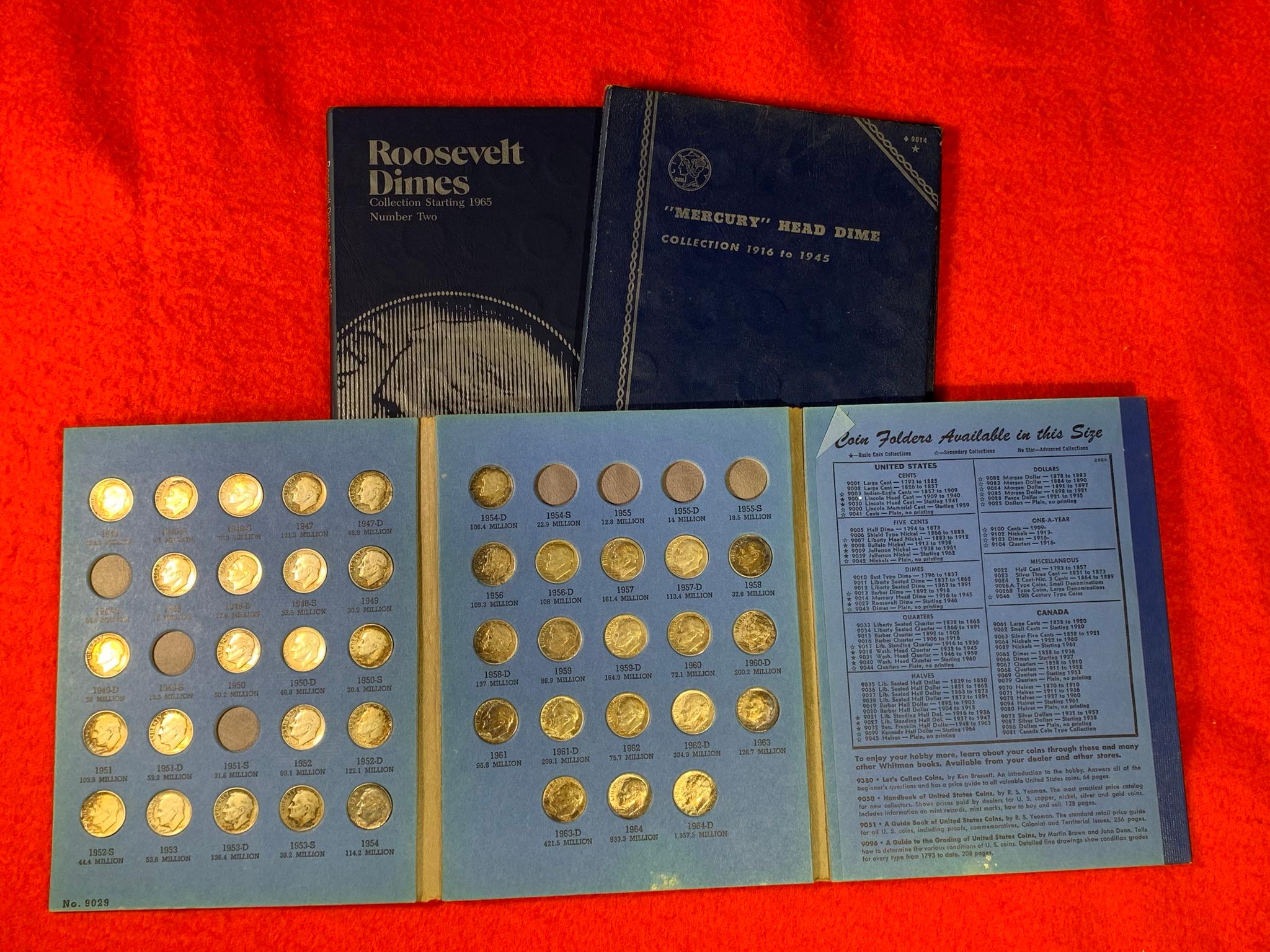 Roosevelt Dimes Collections Starting 1946 and 1965.  "Mercury" Head Dime Collection 1916 to 1945